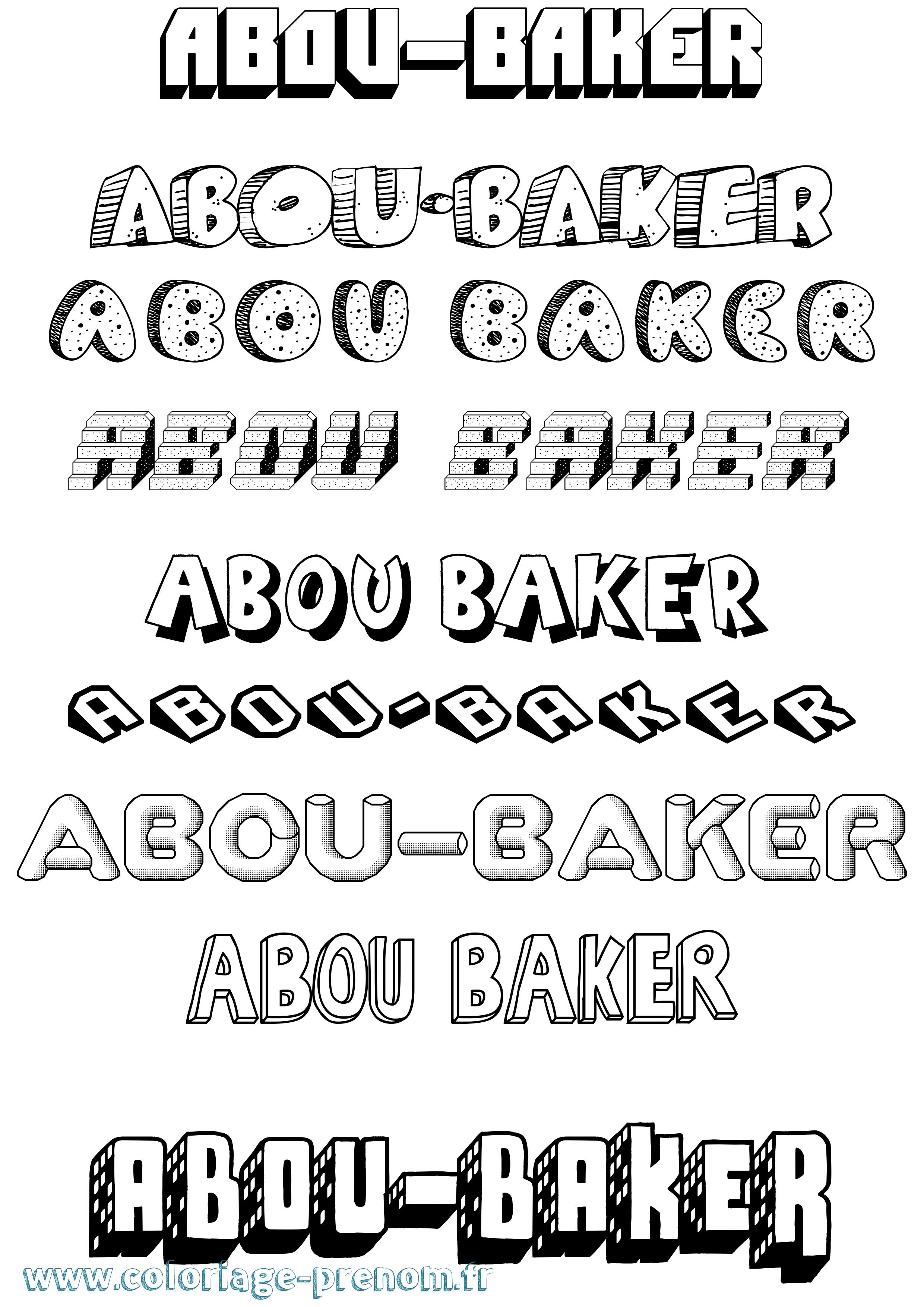 Coloriage prénom Abou-Baker Effet 3D