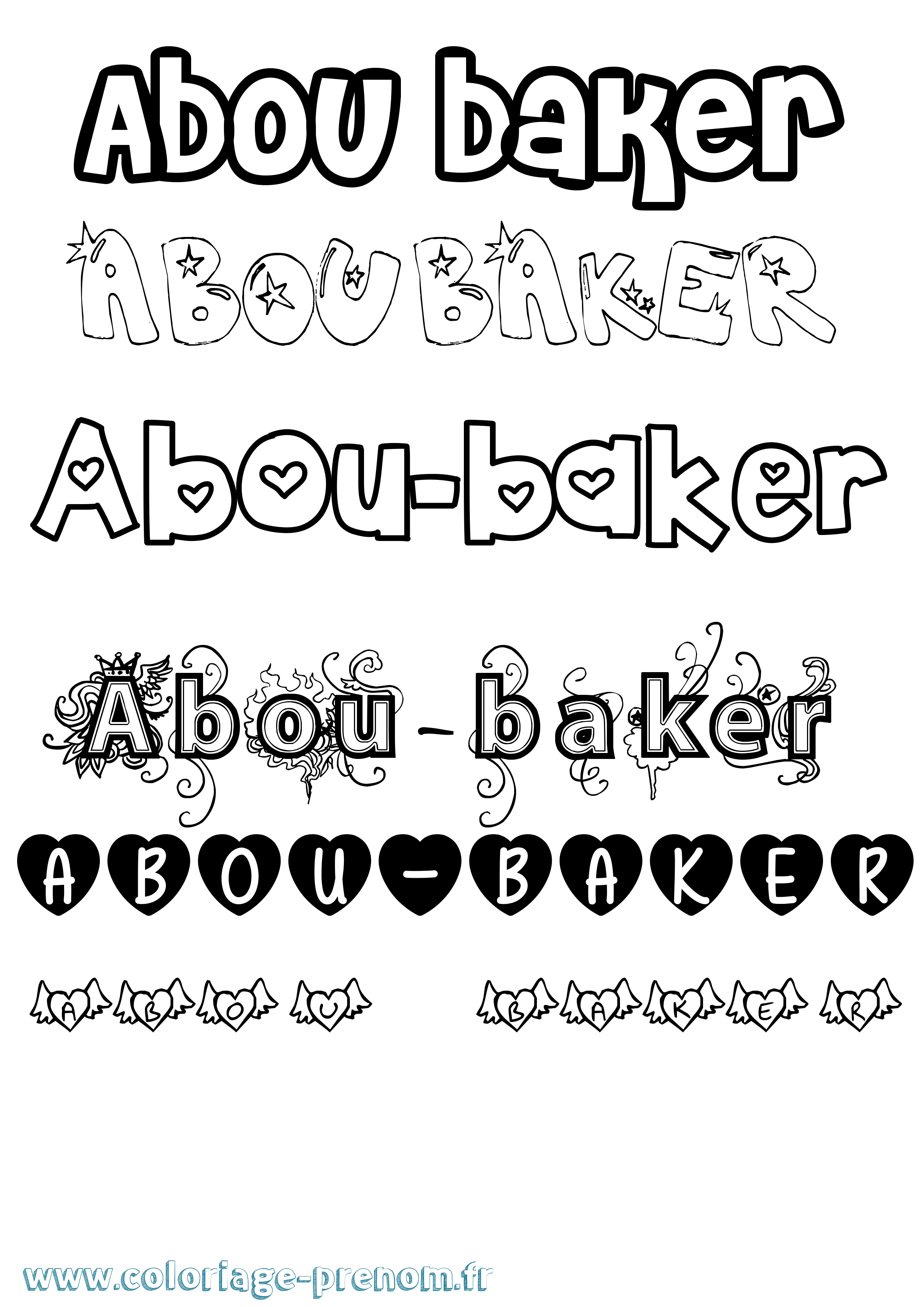 Coloriage prénom Abou-Baker Girly