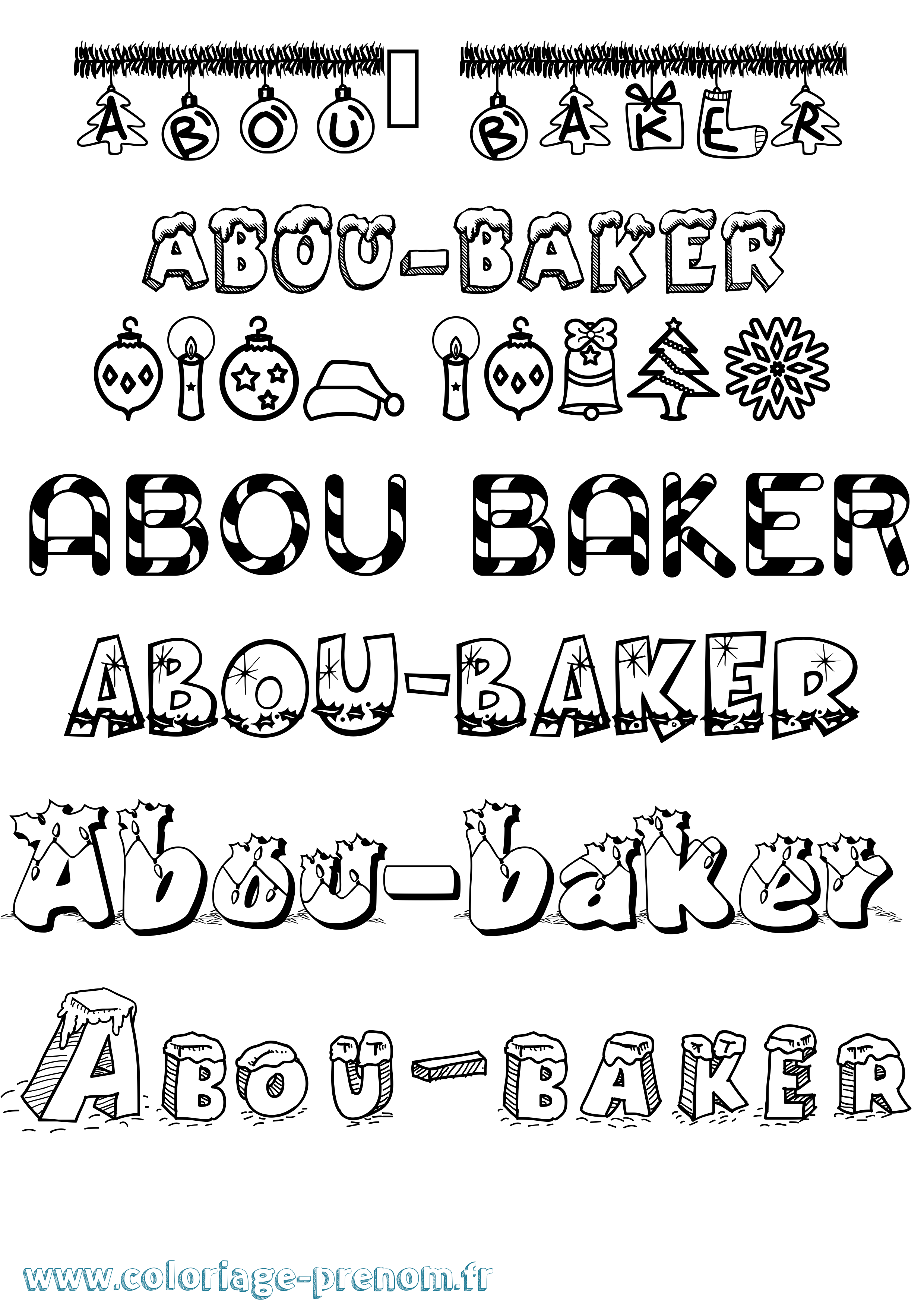 Coloriage prénom Abou-Baker Noël