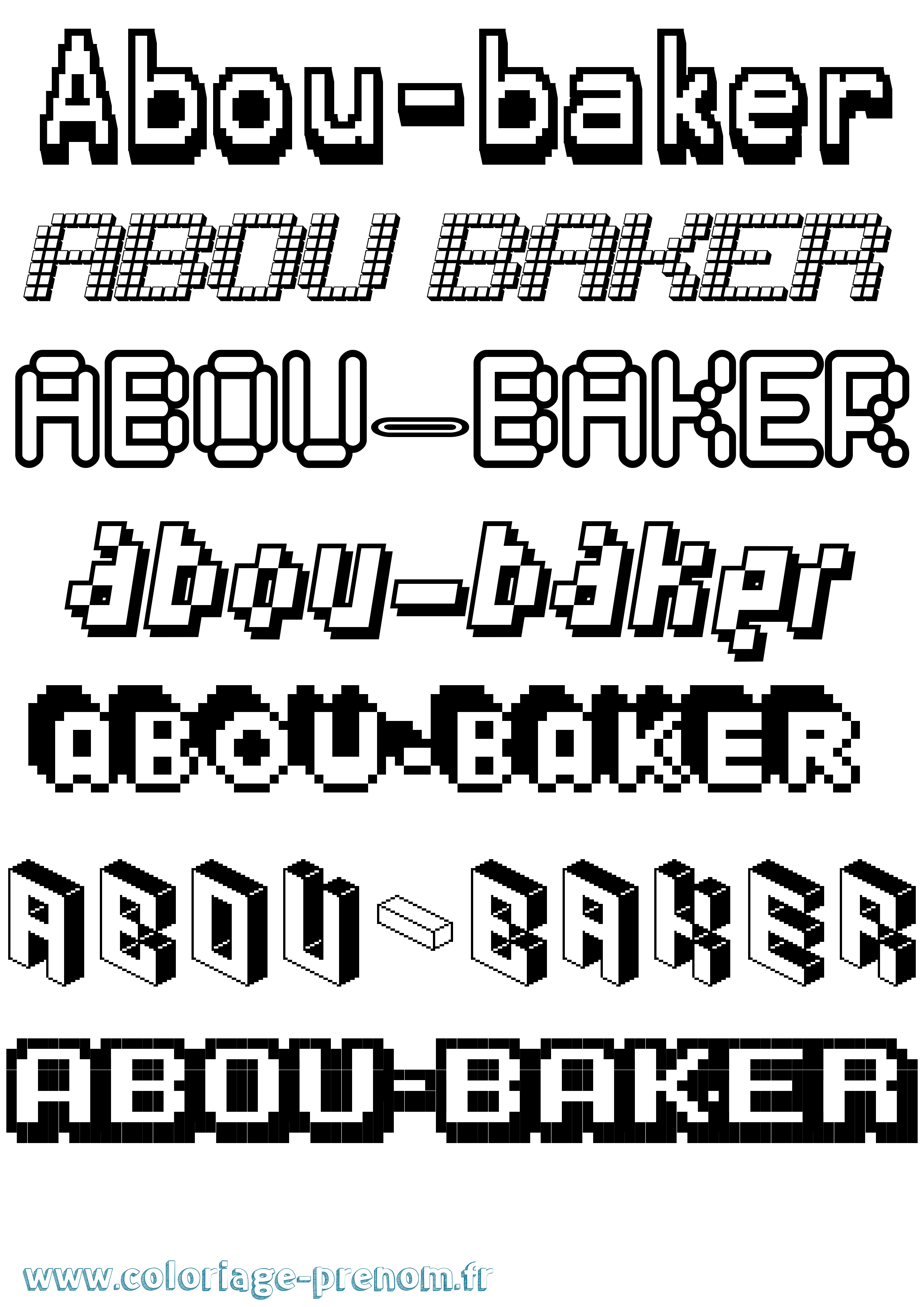 Coloriage prénom Abou-Baker Pixel