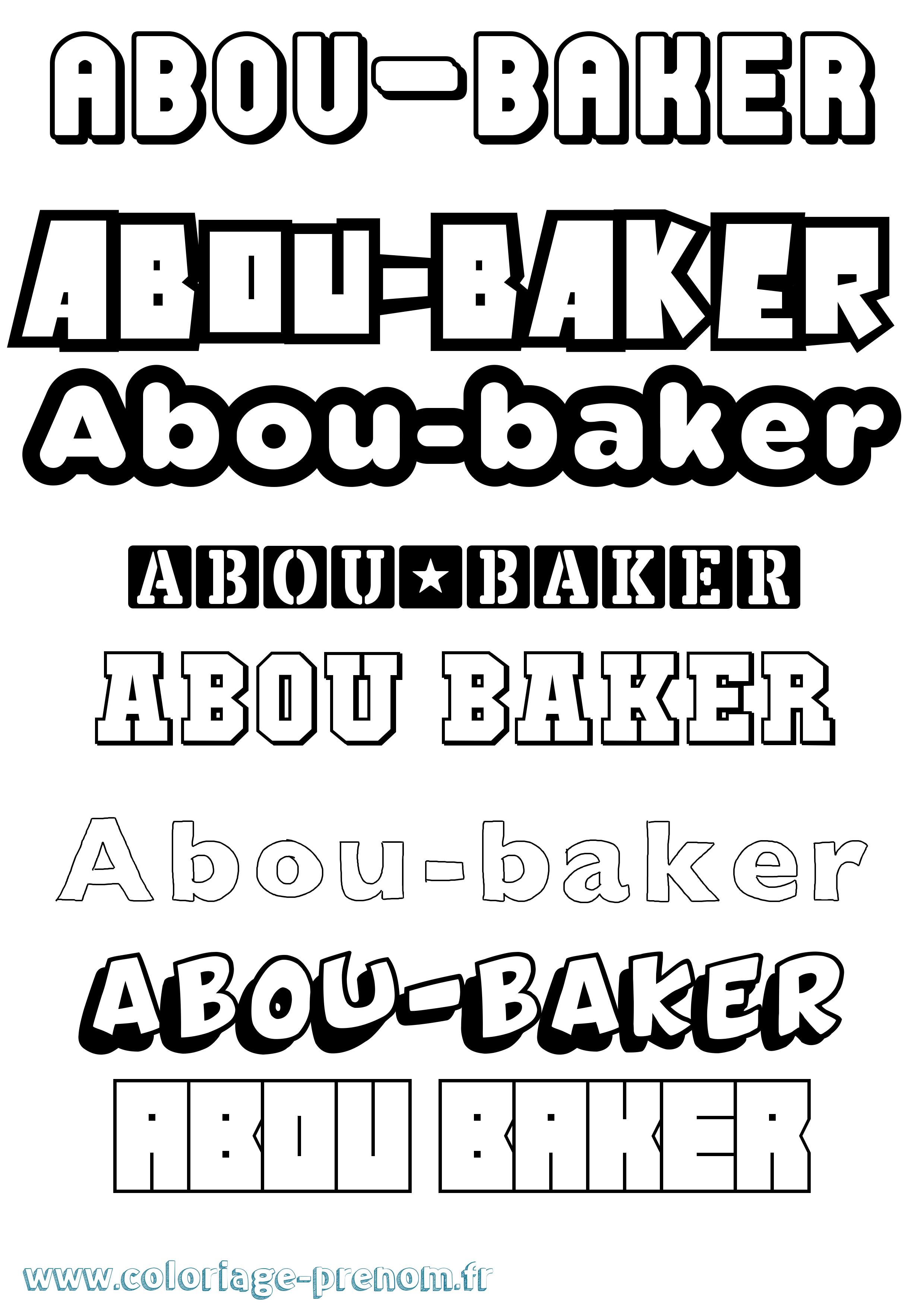 Coloriage prénom Abou-Baker Simple
