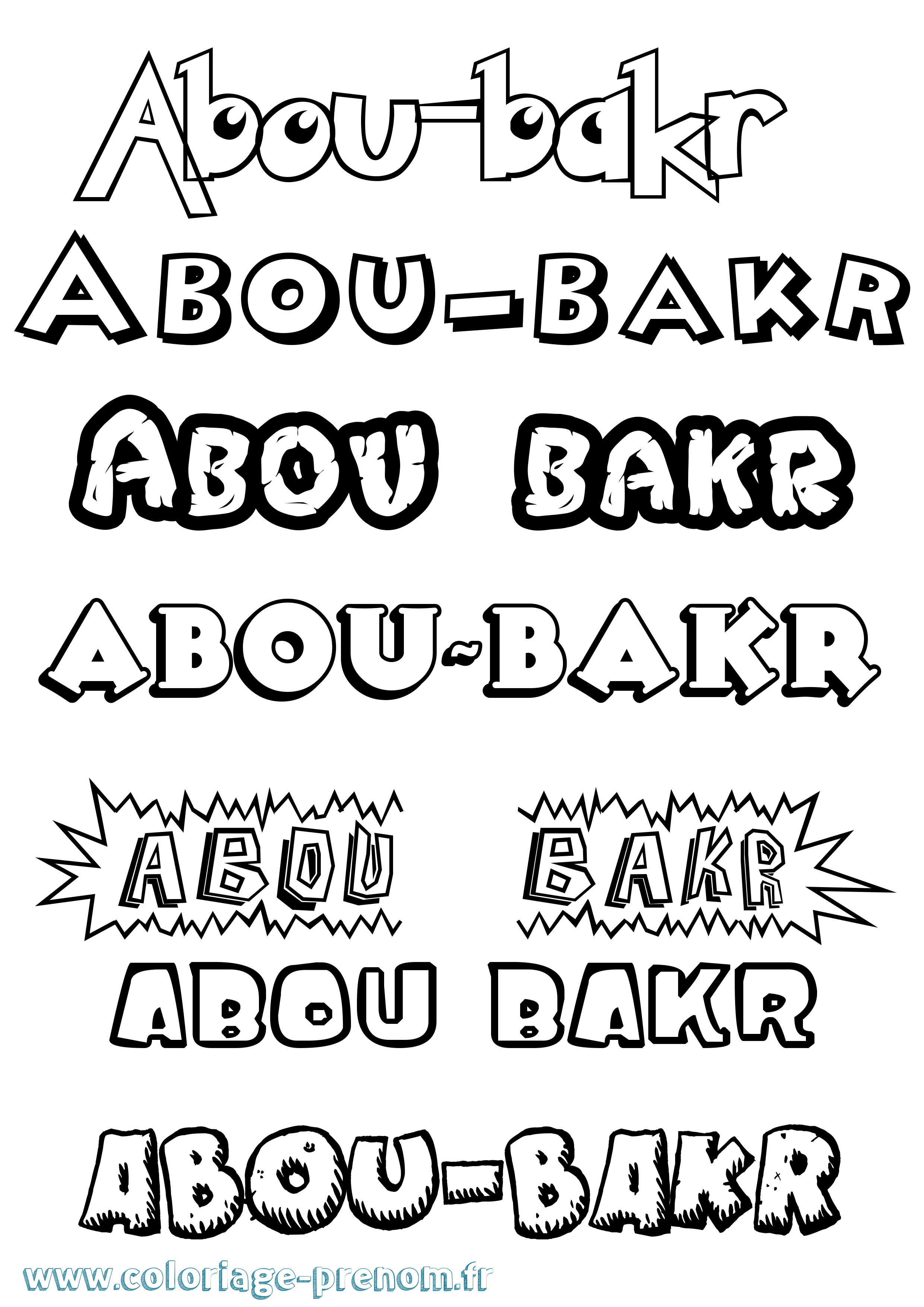 Coloriage prénom Abou-Bakr Dessin Animé