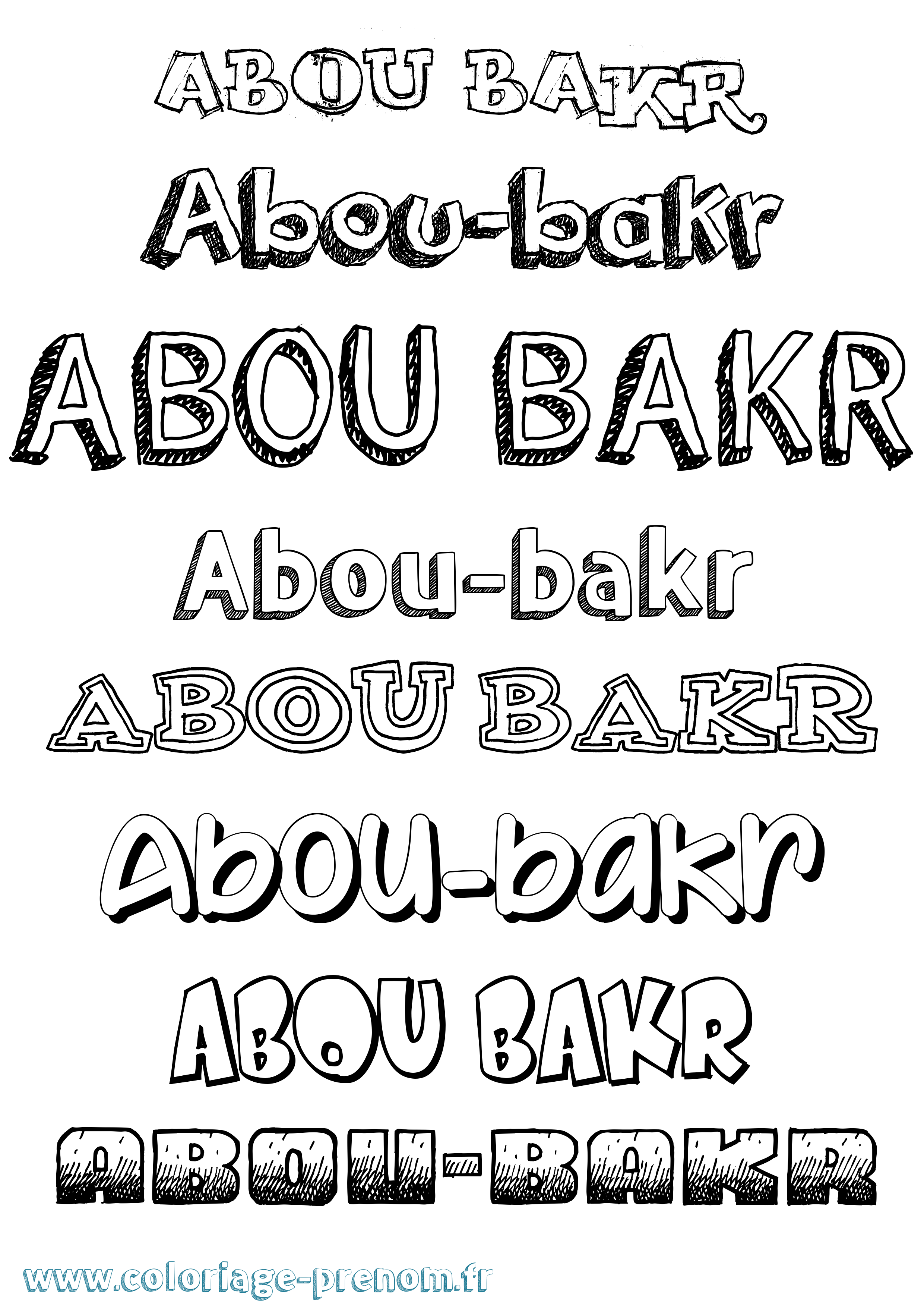 Coloriage prénom Abou-Bakr Dessiné