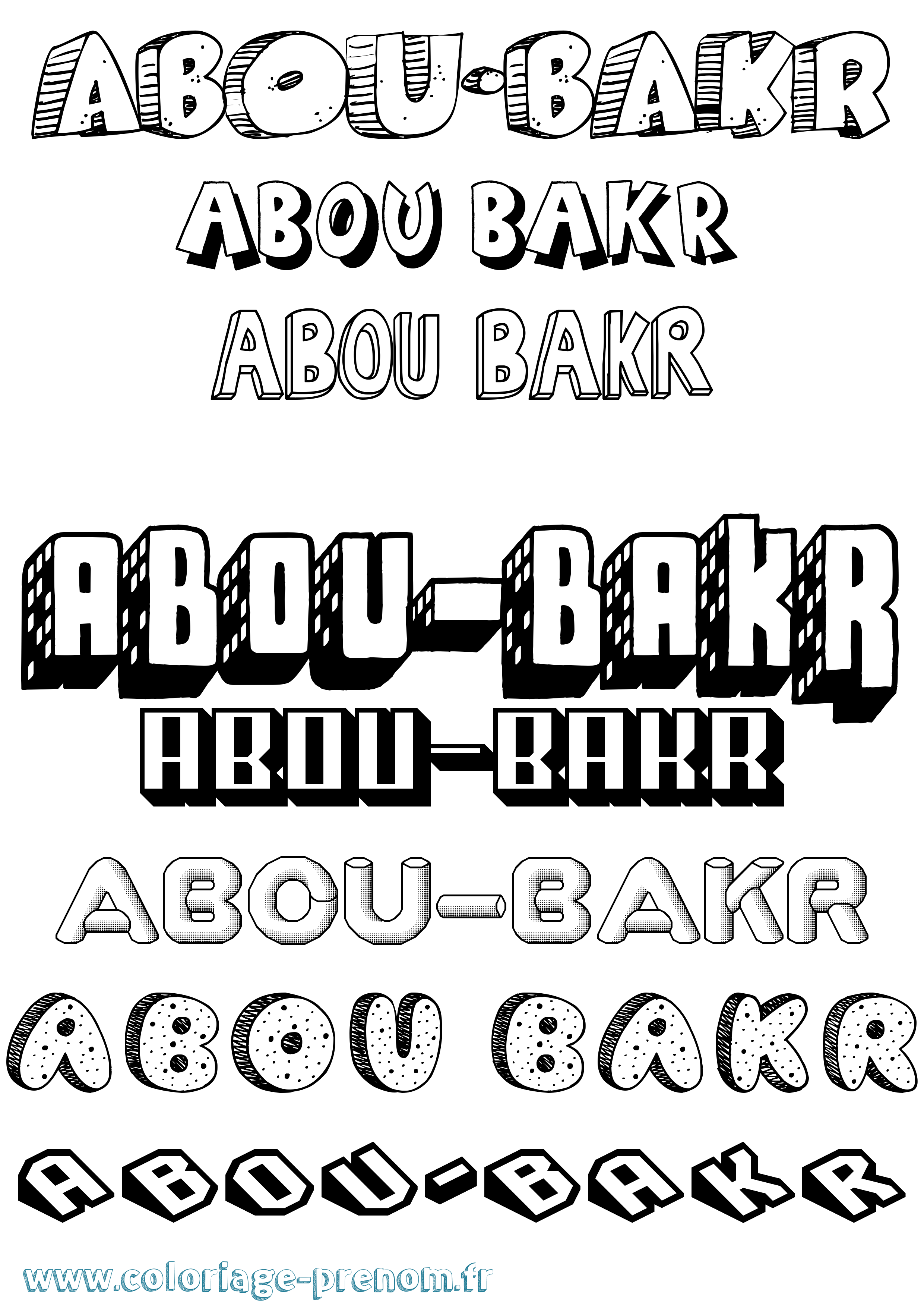 Coloriage prénom Abou-Bakr Effet 3D