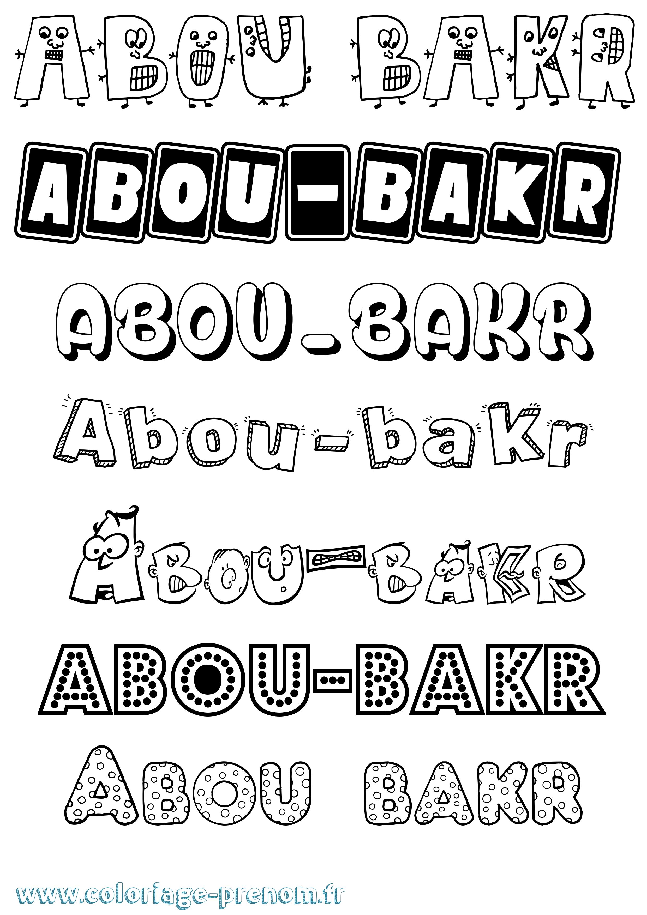 Coloriage prénom Abou-Bakr Fun