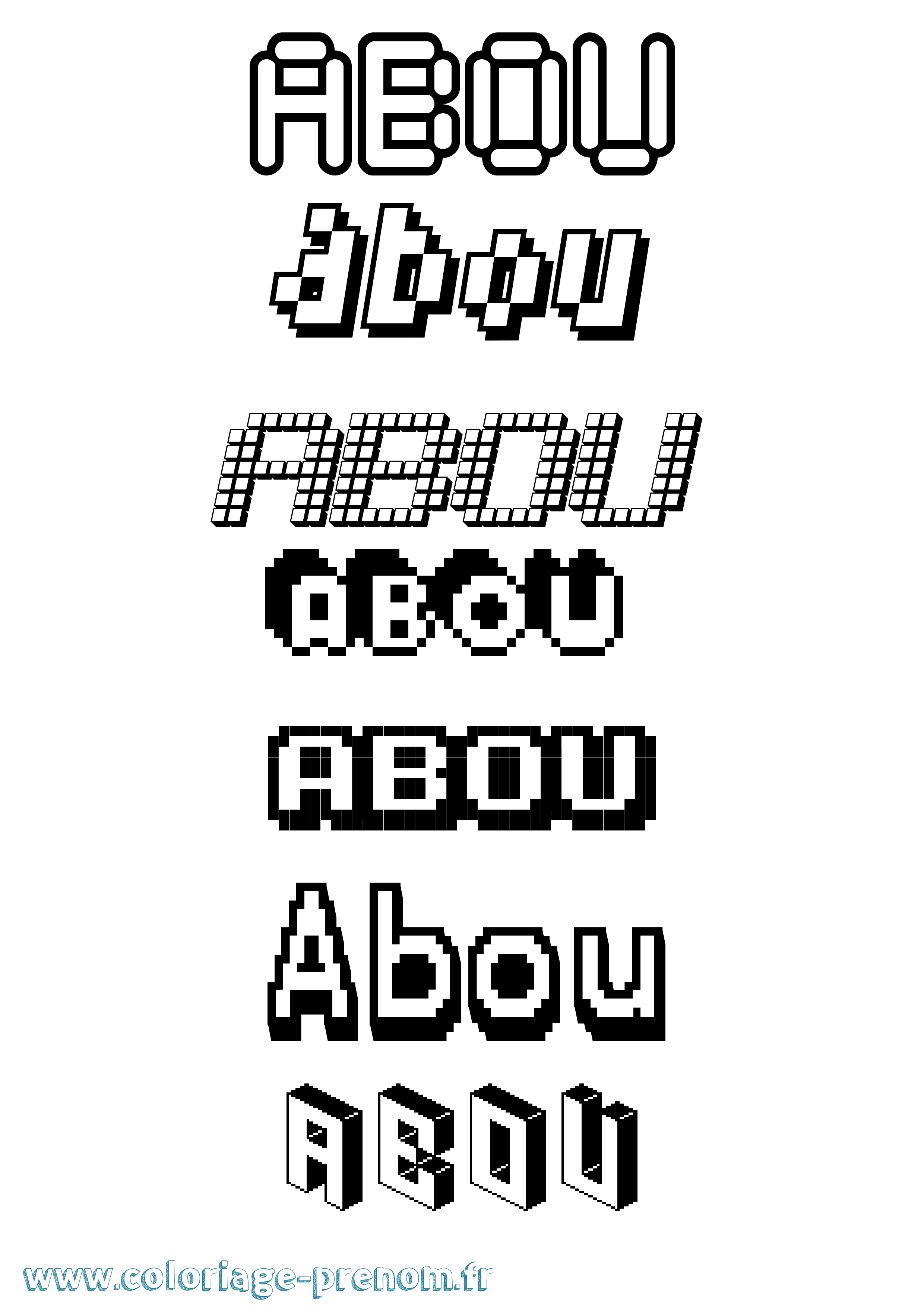 Coloriage prénom Abou Pixel