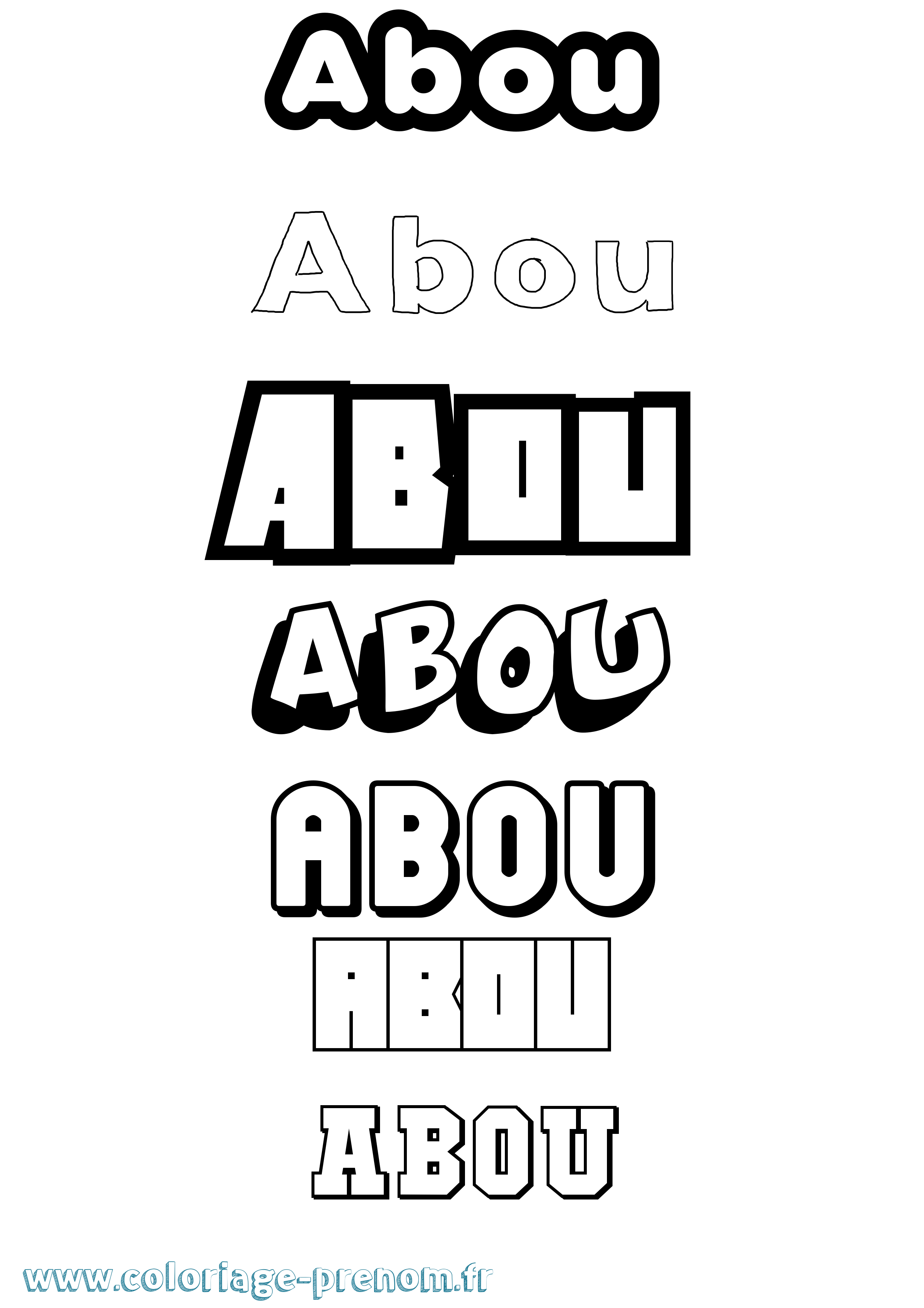 Coloriage prénom Abou Simple