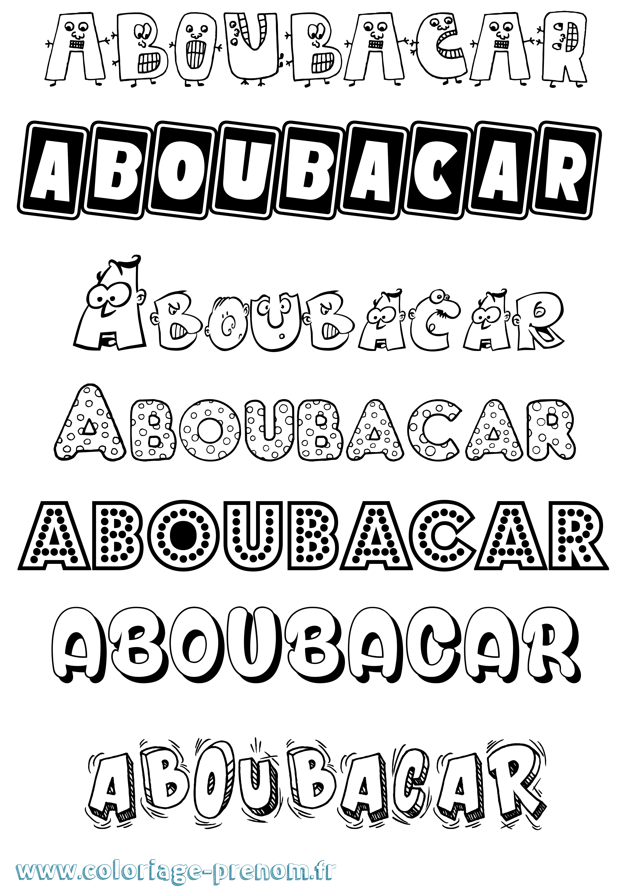 Coloriage prénom Aboubacar Fun