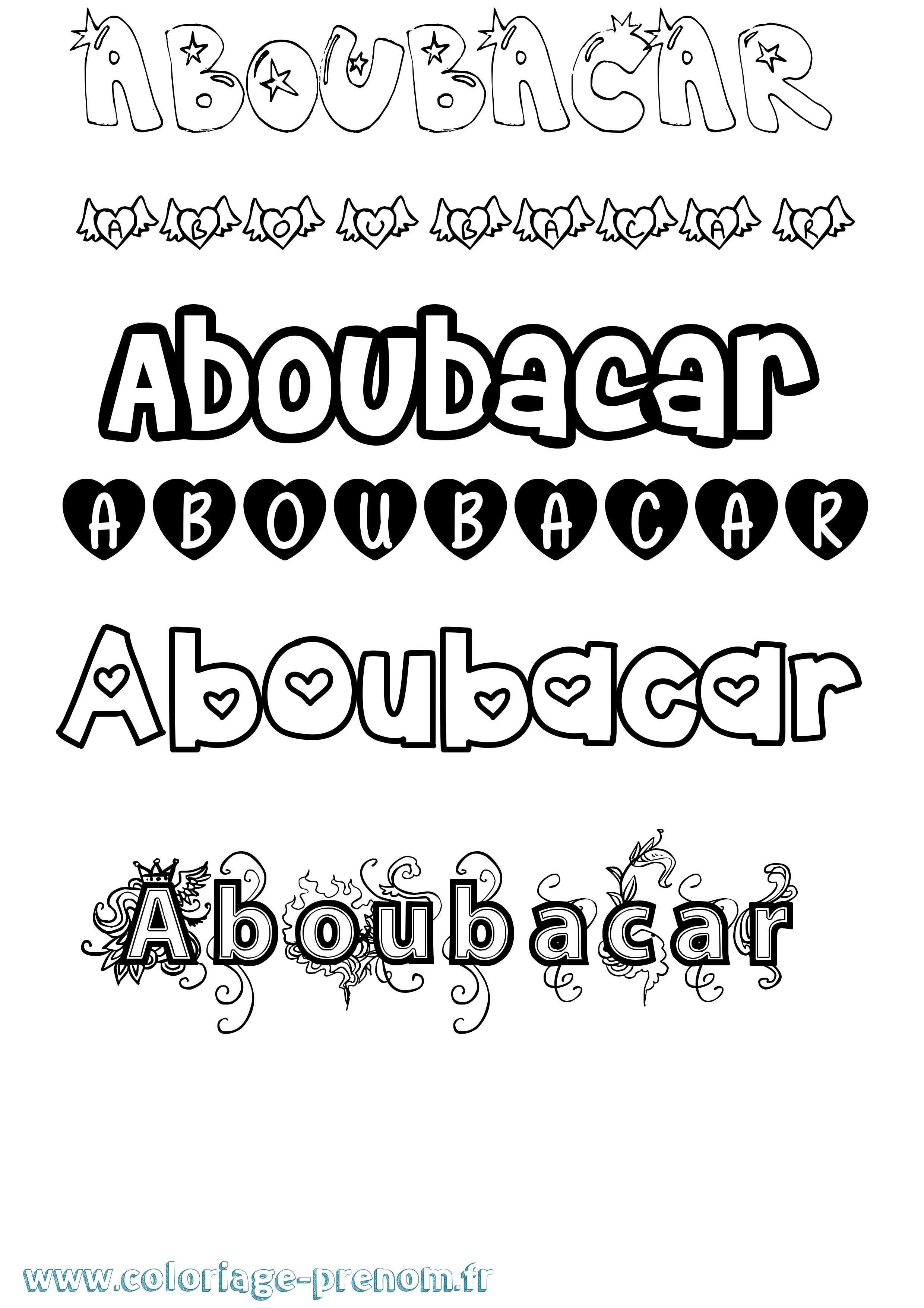 Coloriage prénom Aboubacar Girly