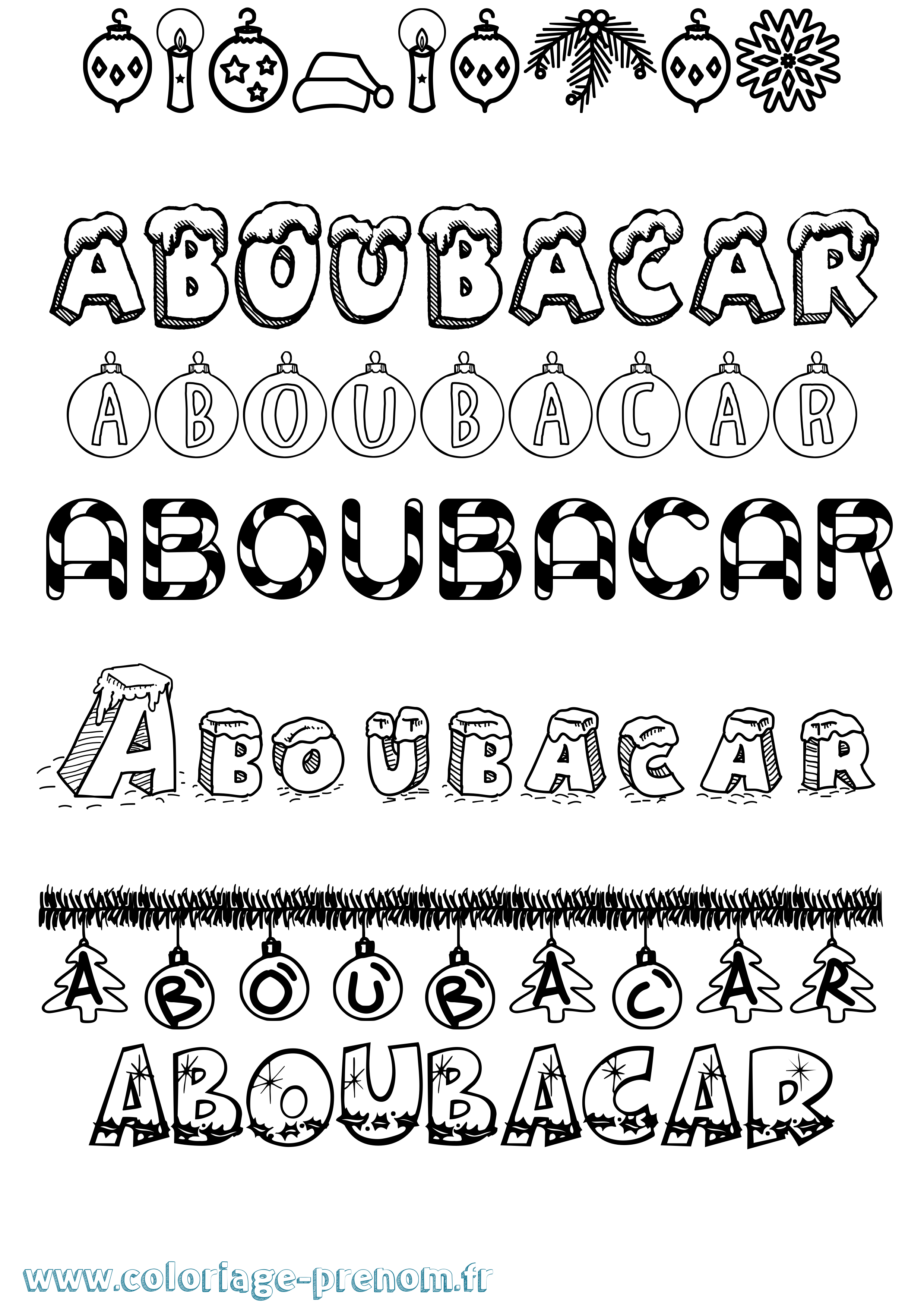 Coloriage prénom Aboubacar Noël