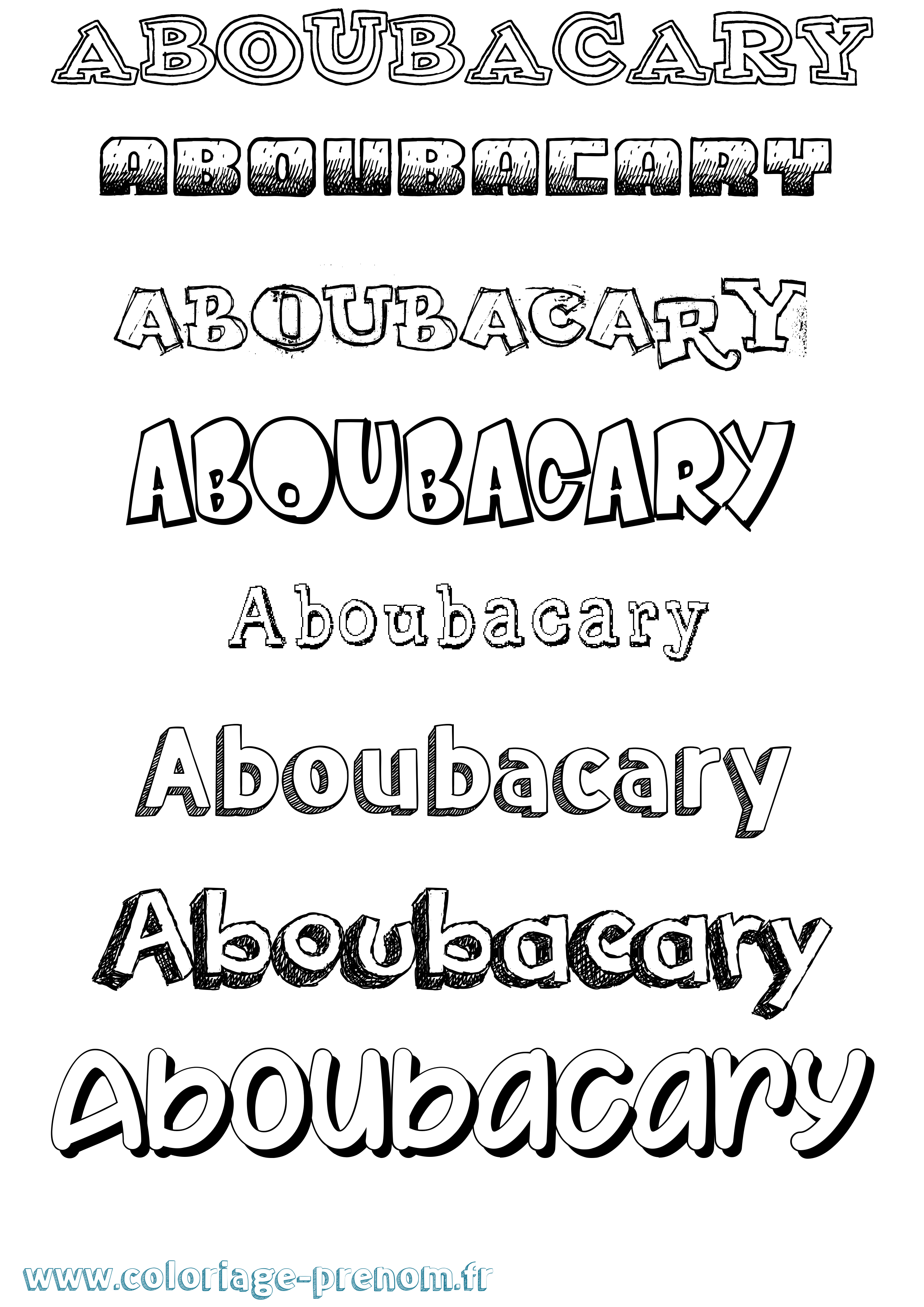 Coloriage prénom Aboubacary Dessiné