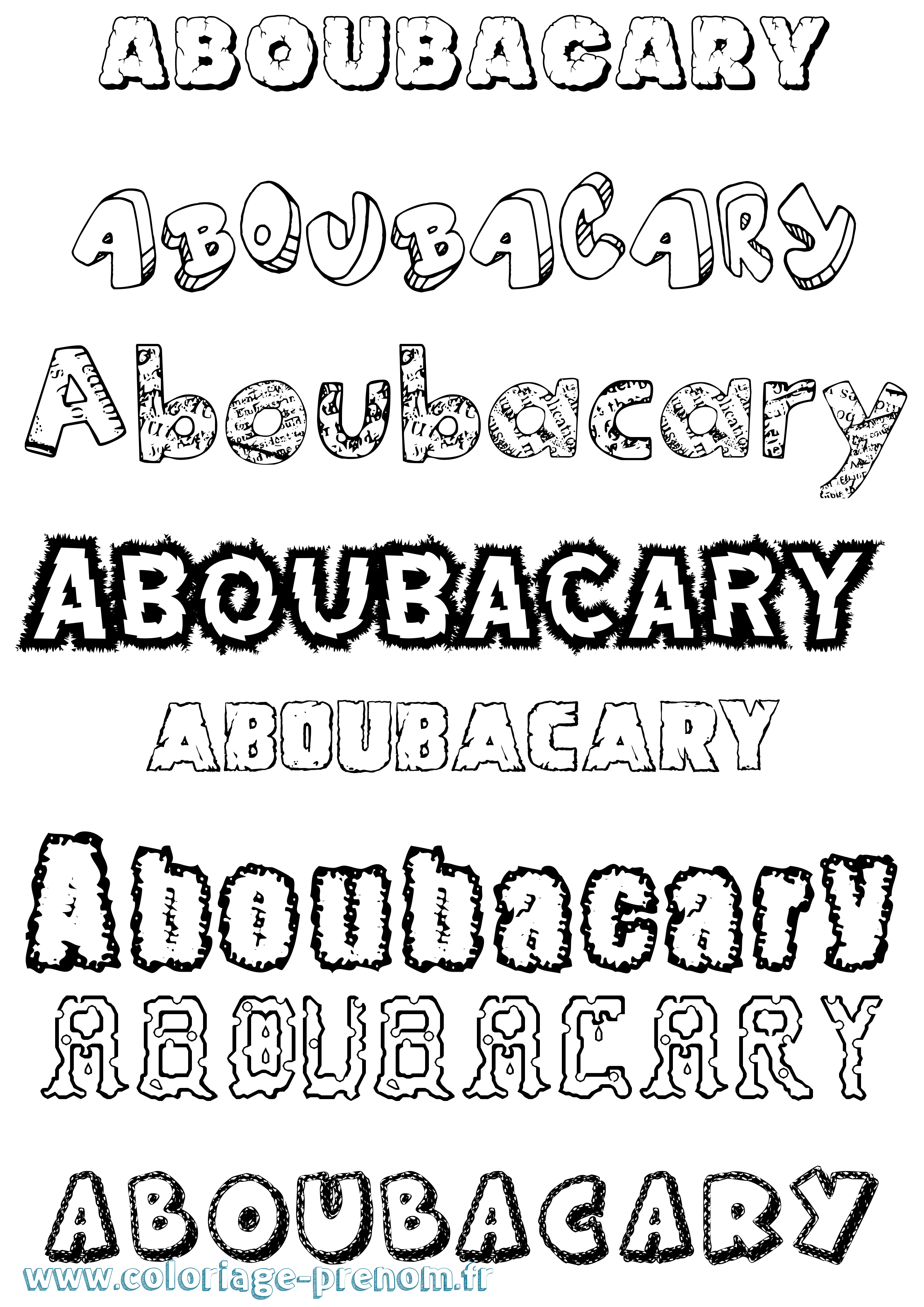 Coloriage prénom Aboubacary Destructuré