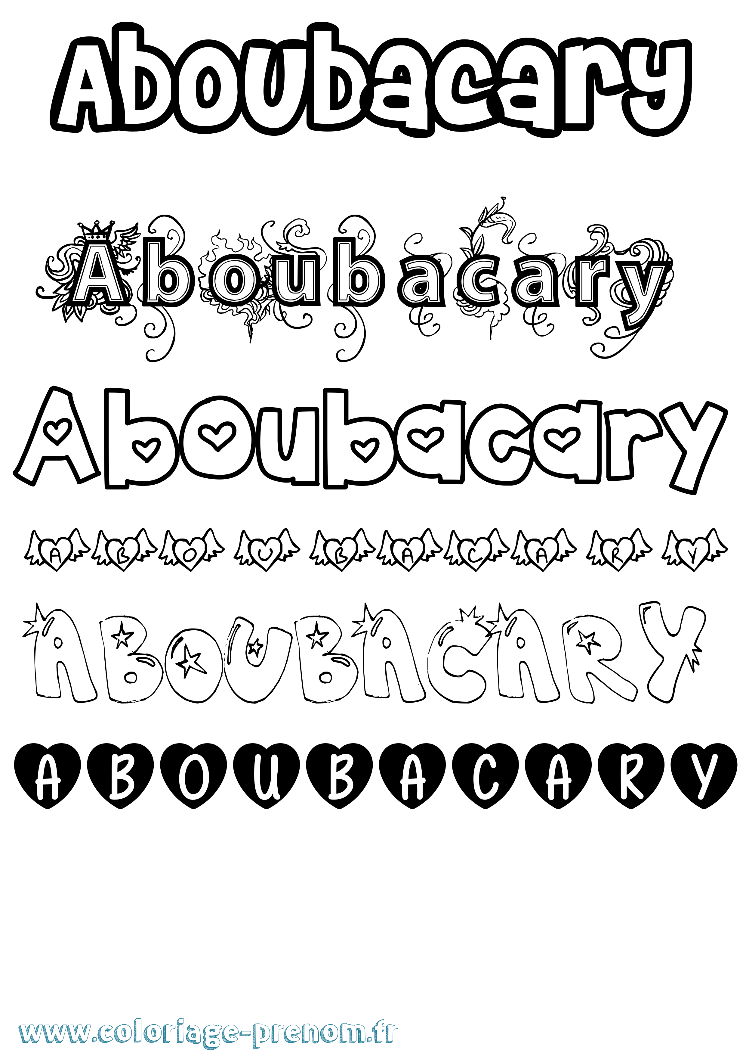 Coloriage prénom Aboubacary Girly