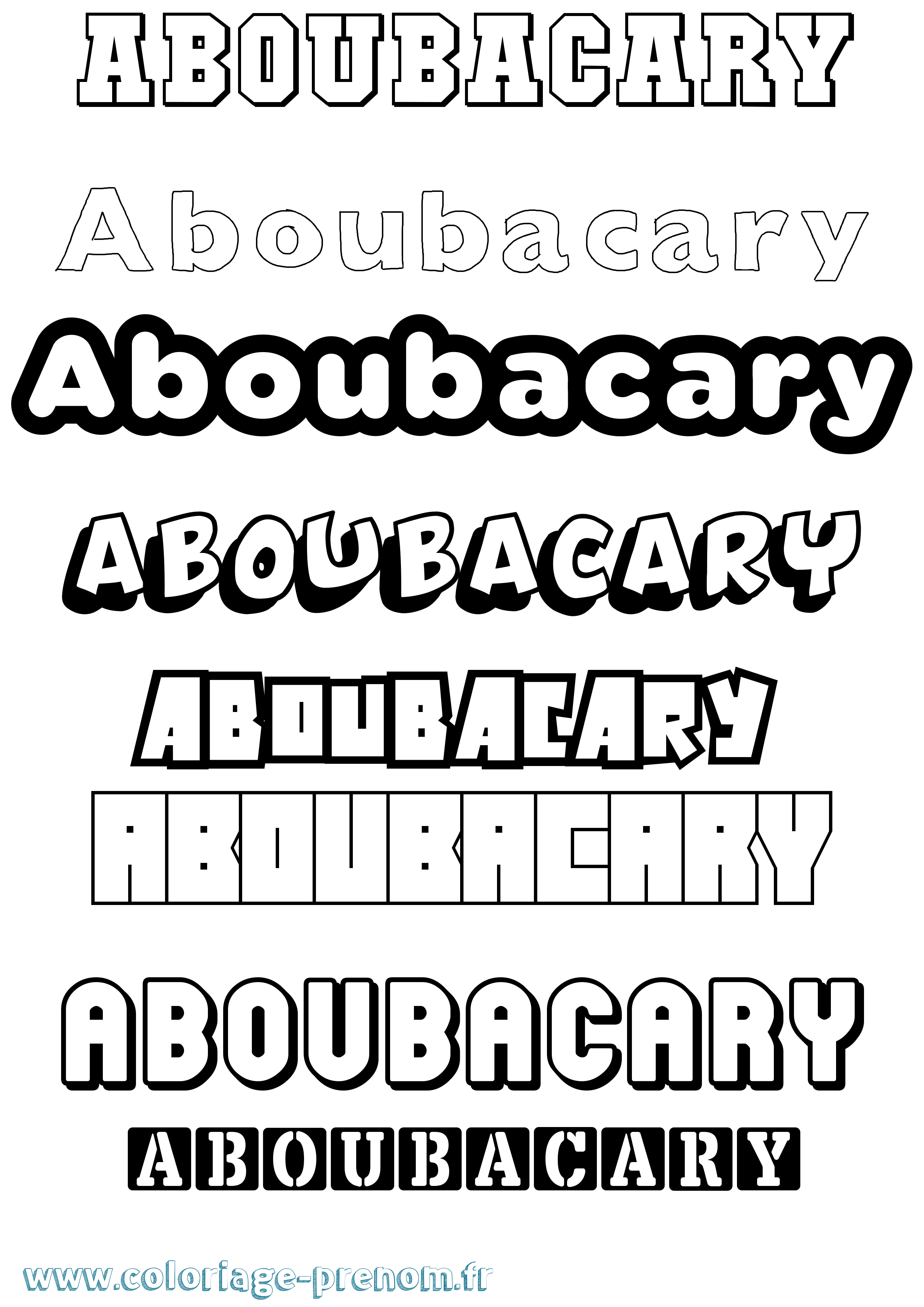 Coloriage prénom Aboubacary Simple
