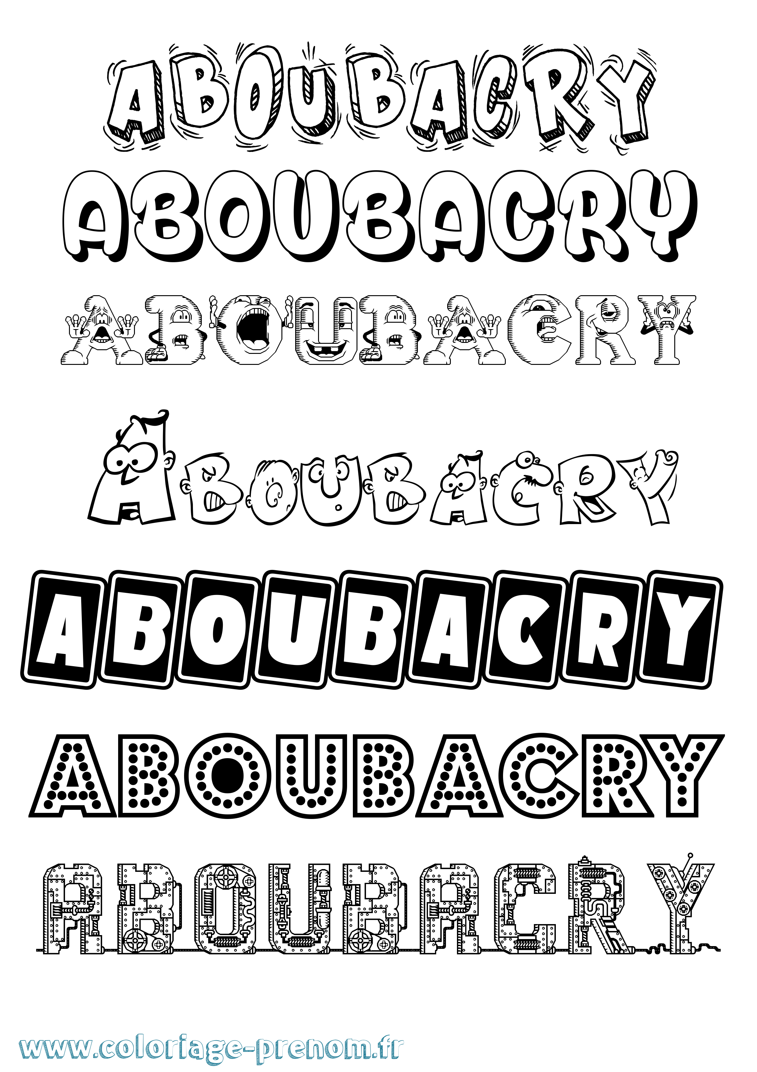 Coloriage prénom Aboubacry Fun