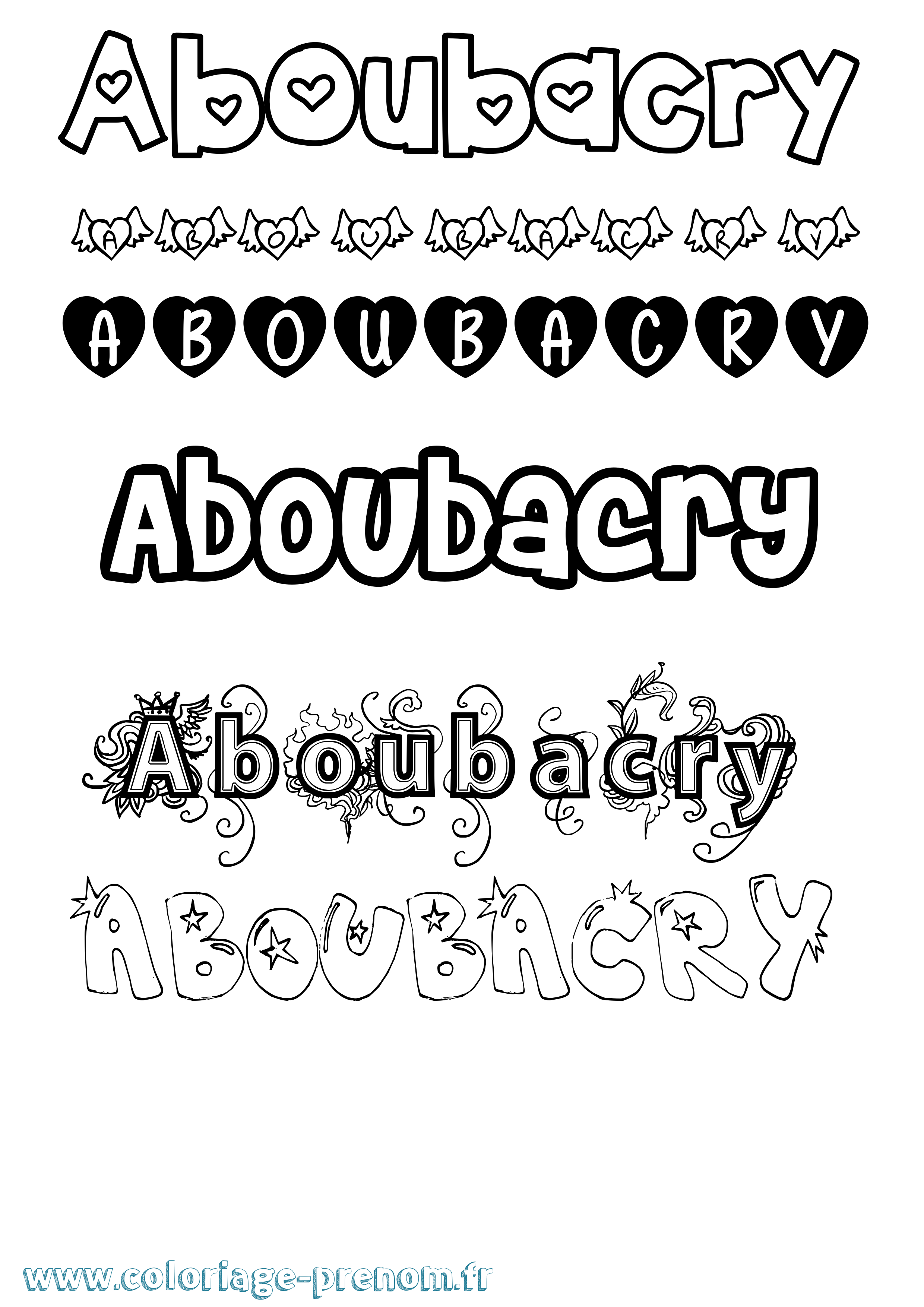 Coloriage prénom Aboubacry Girly