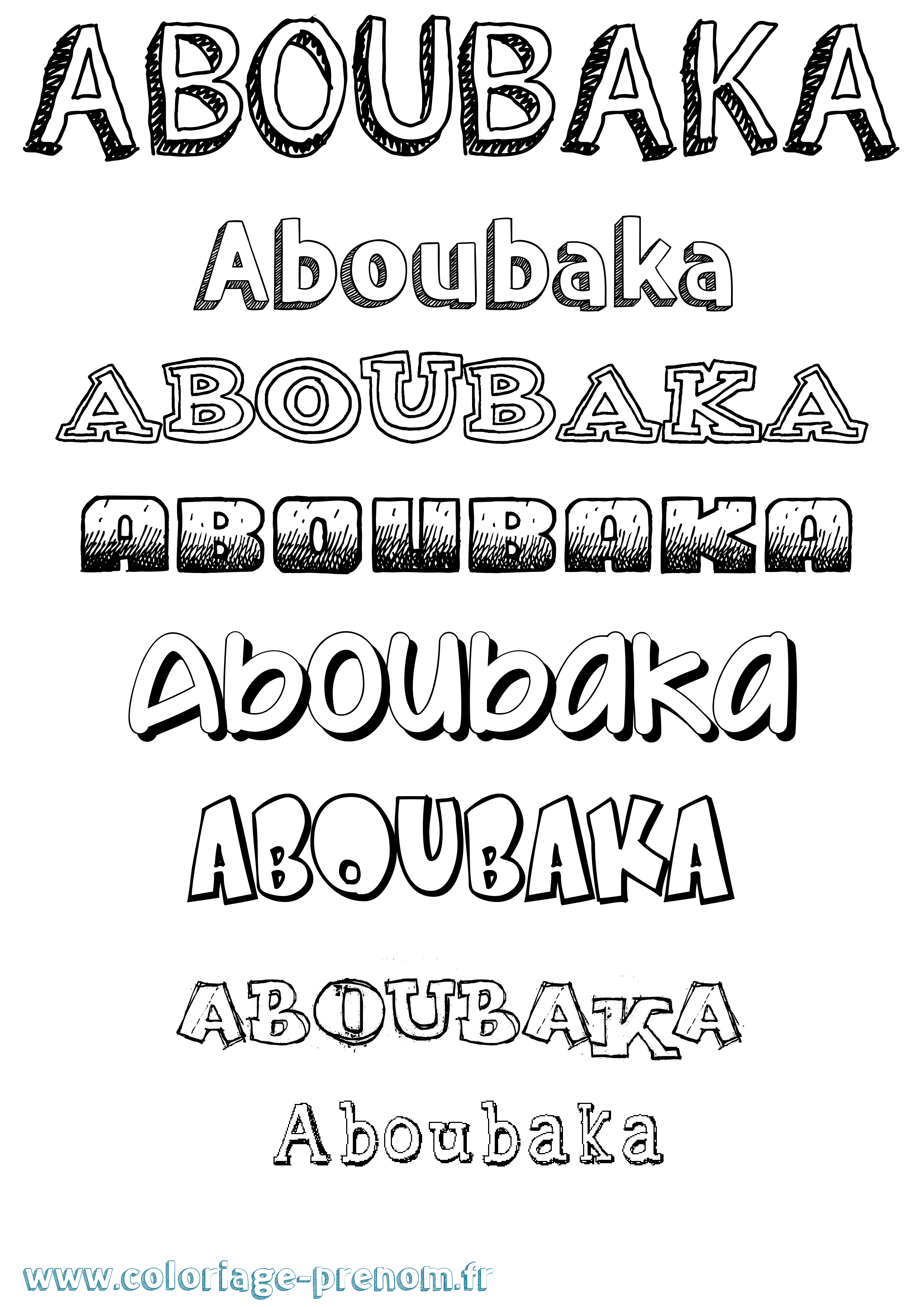 Coloriage prénom Aboubaka Dessiné