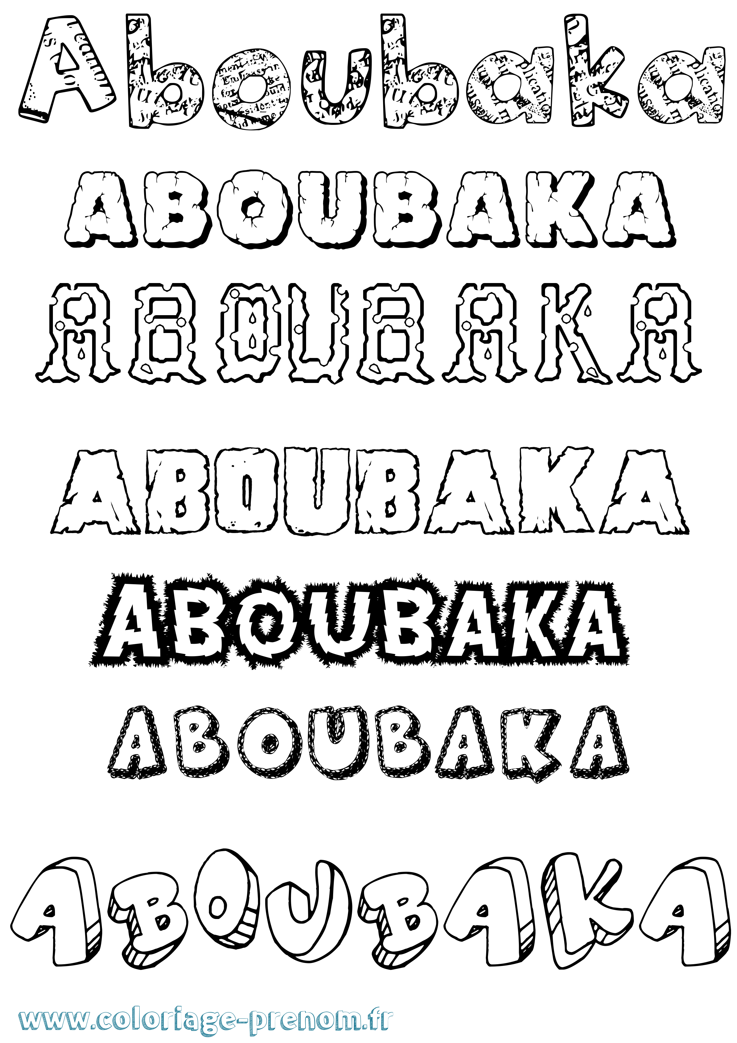 Coloriage prénom Aboubaka Destructuré