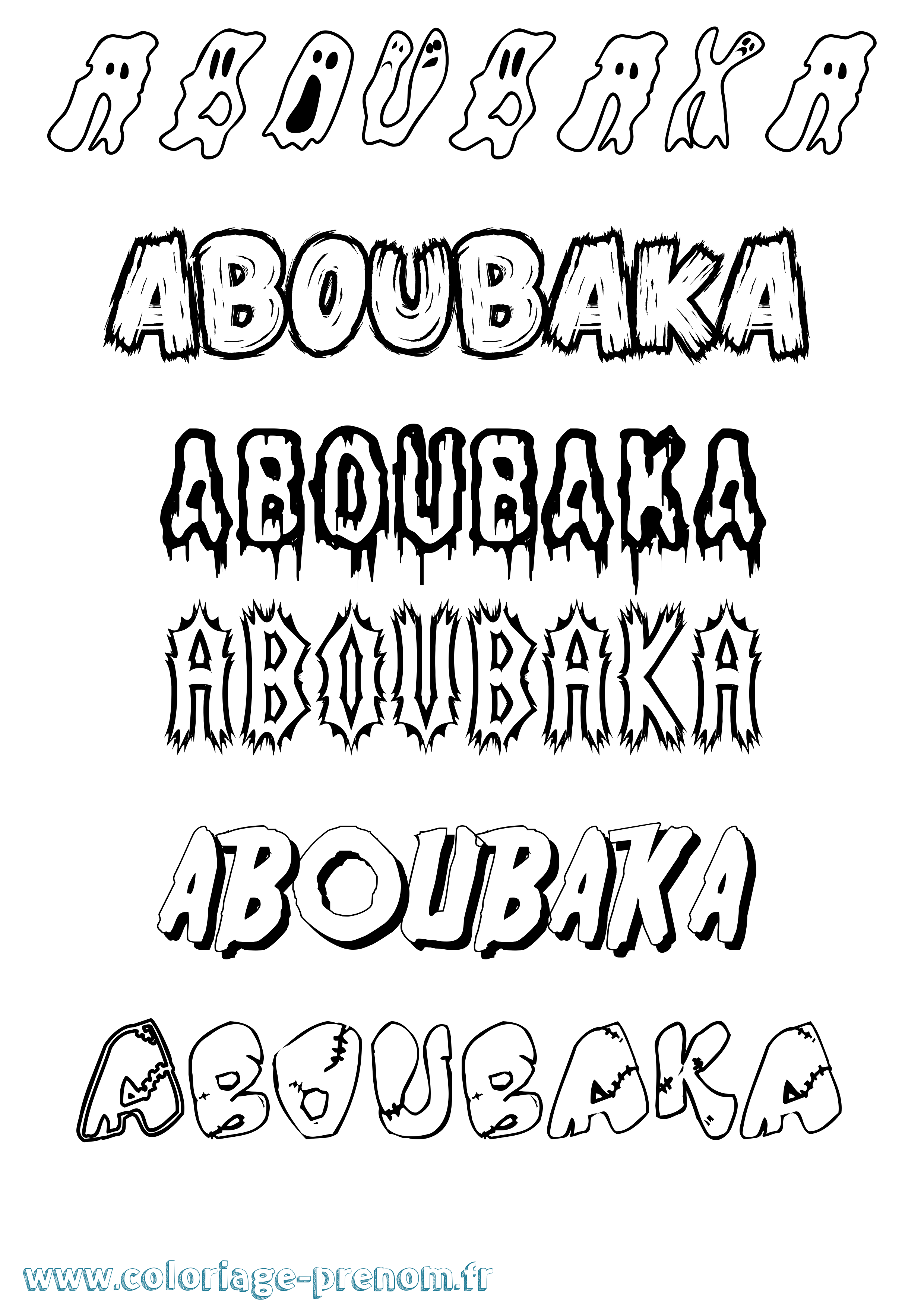 Coloriage prénom Aboubaka Frisson