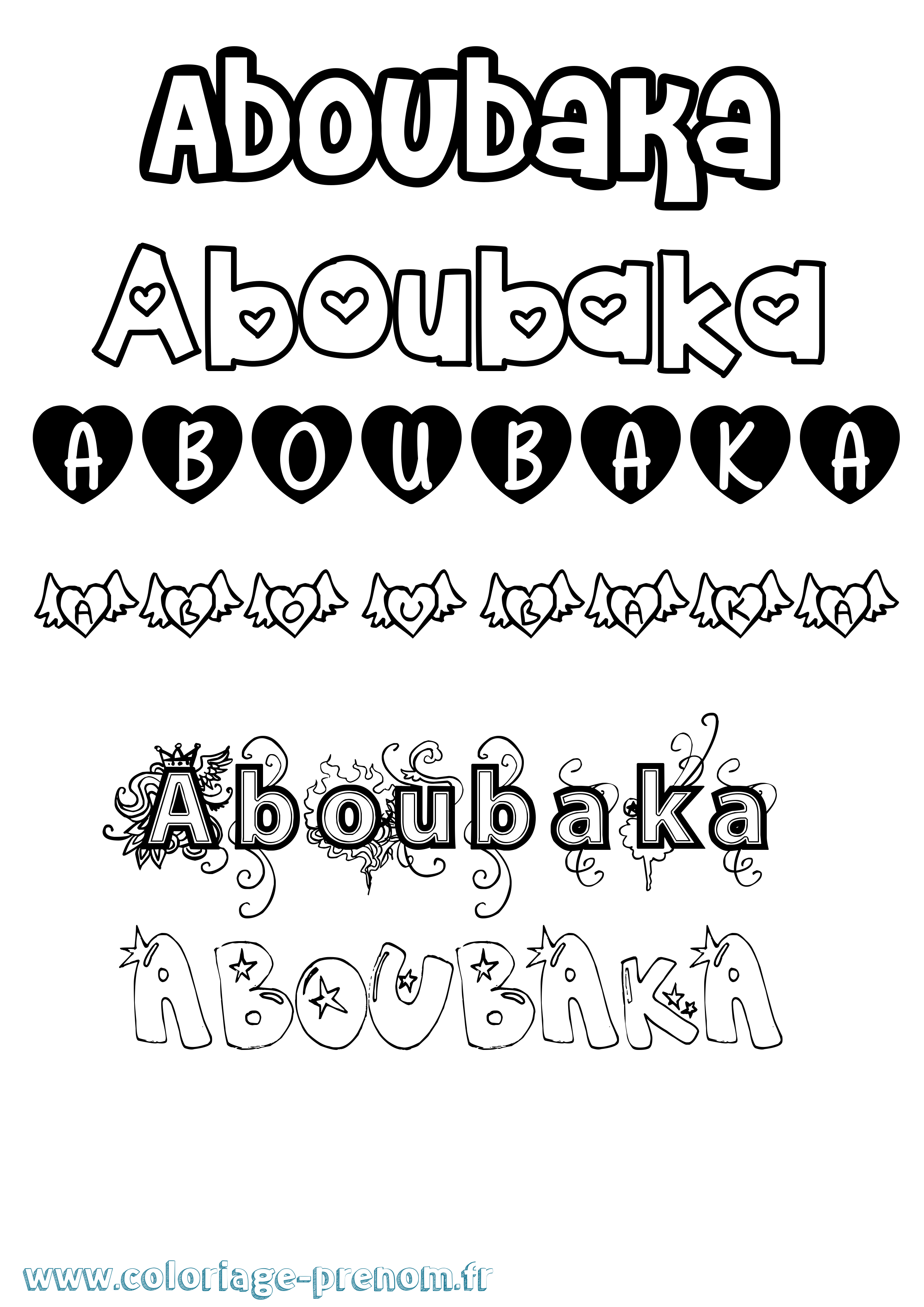 Coloriage prénom Aboubaka Girly