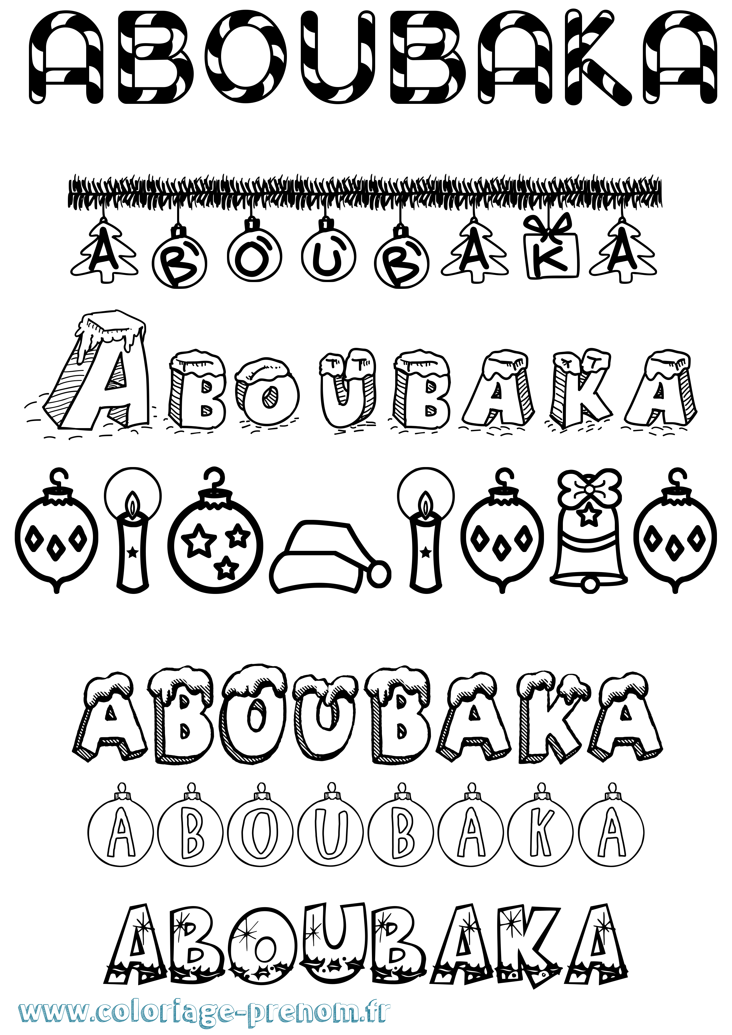 Coloriage prénom Aboubaka Noël