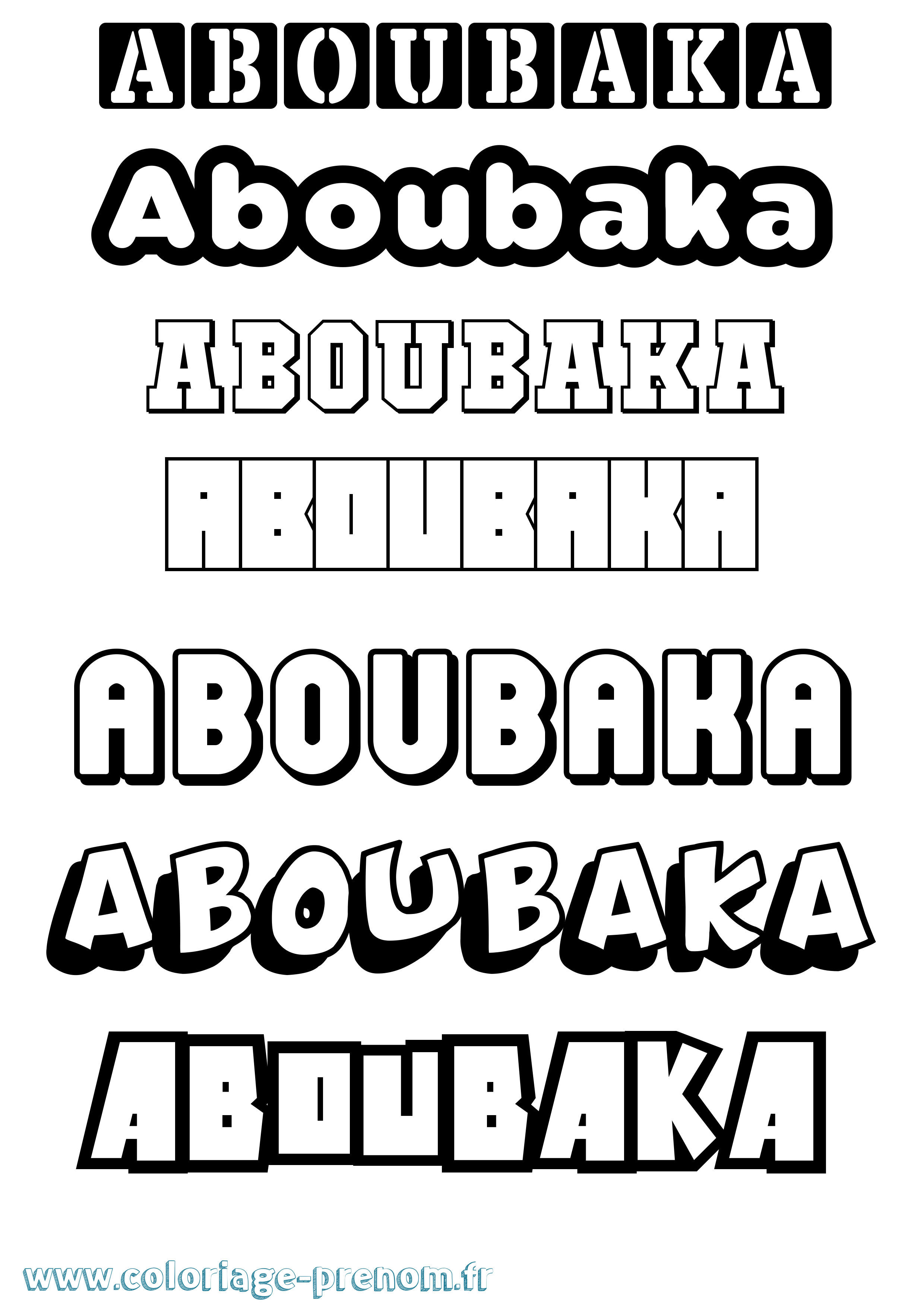 Coloriage prénom Aboubaka Simple