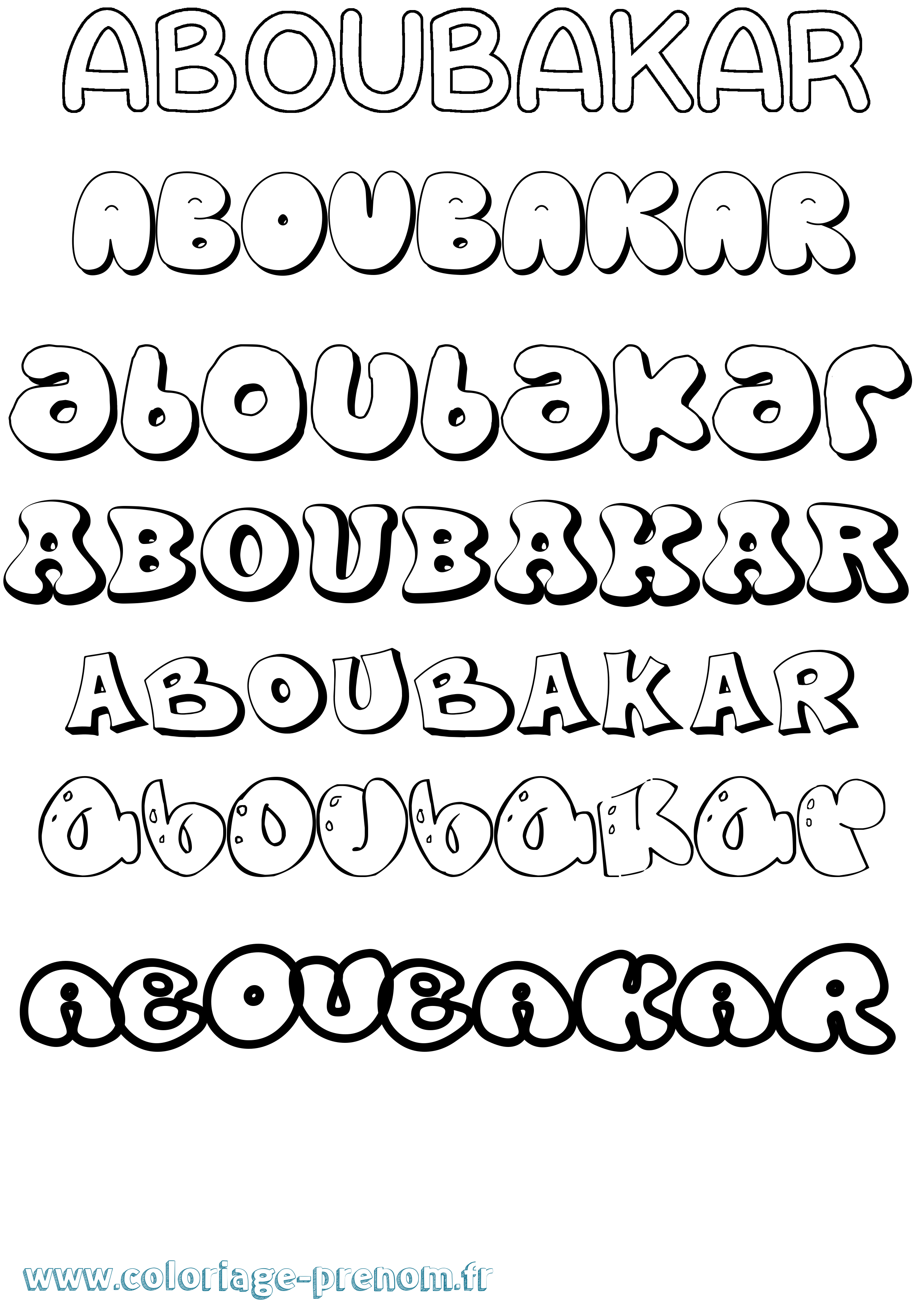 Coloriage prénom Aboubakar Bubble