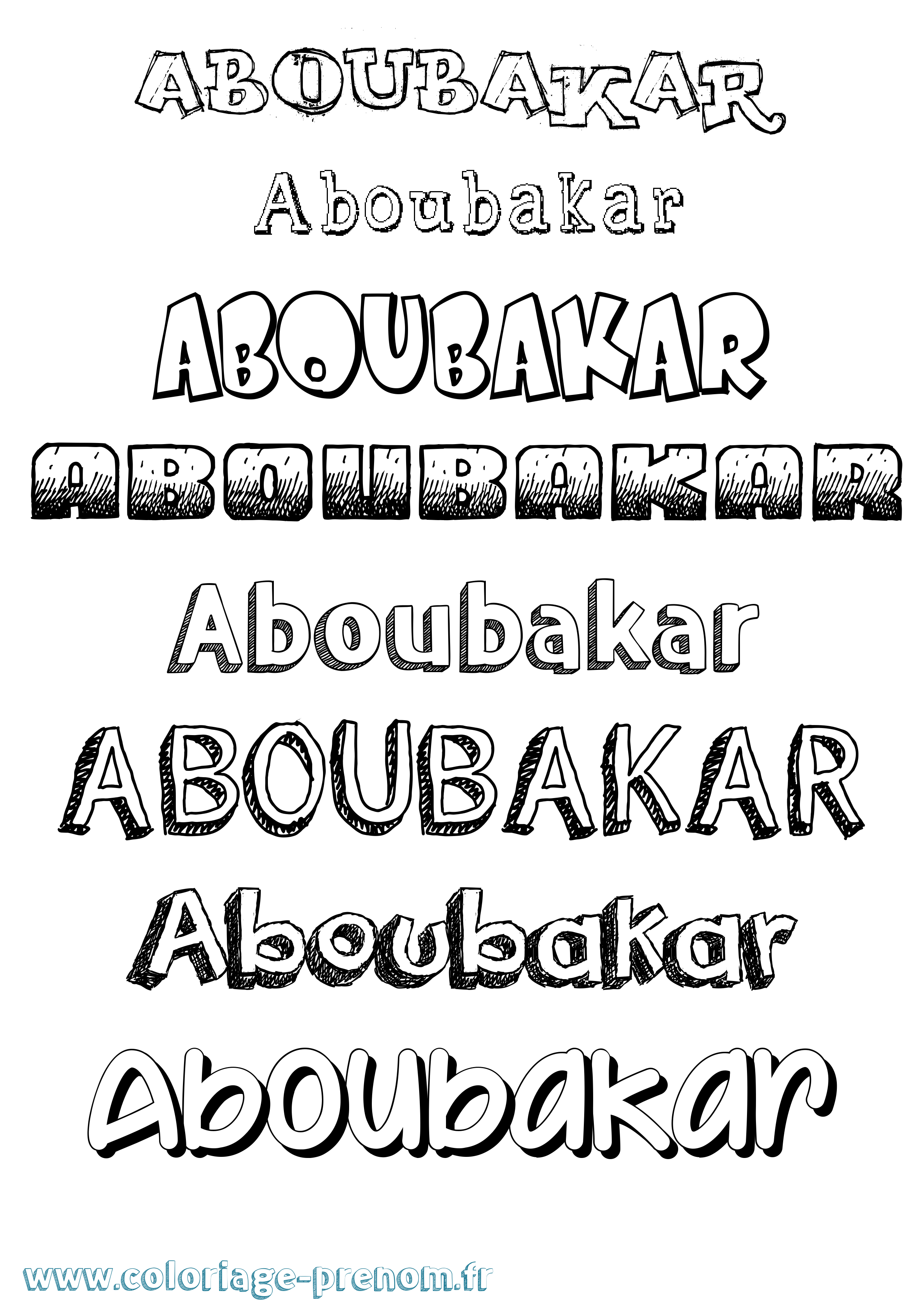 Coloriage prénom Aboubakar Dessiné