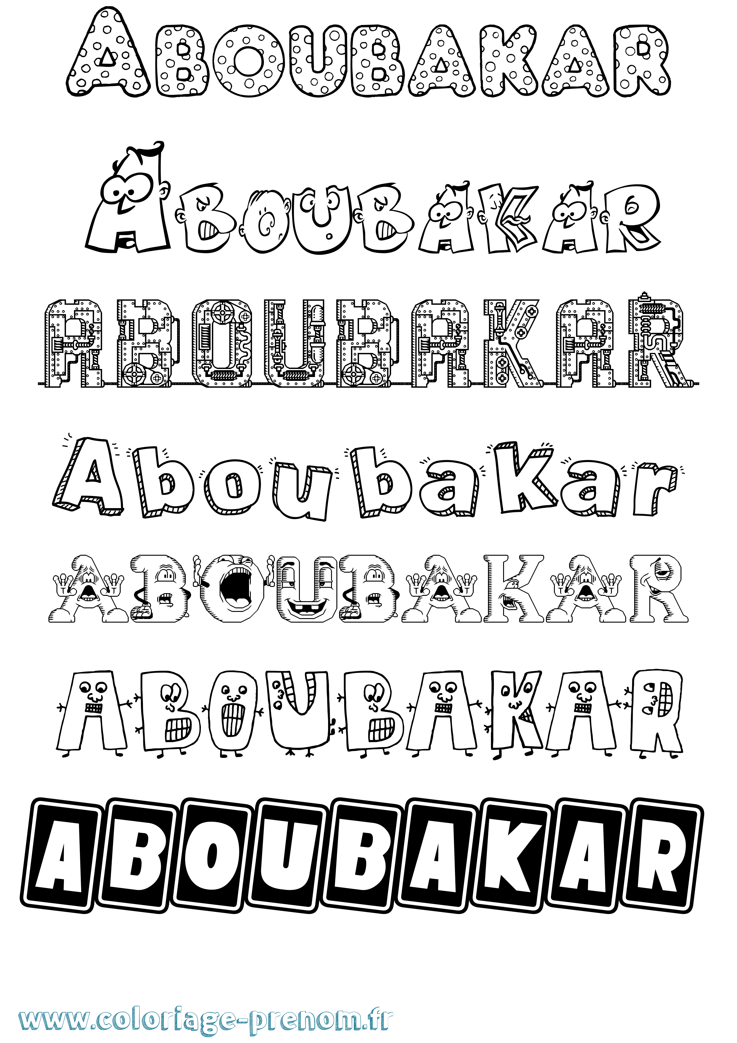 Coloriage prénom Aboubakar Fun