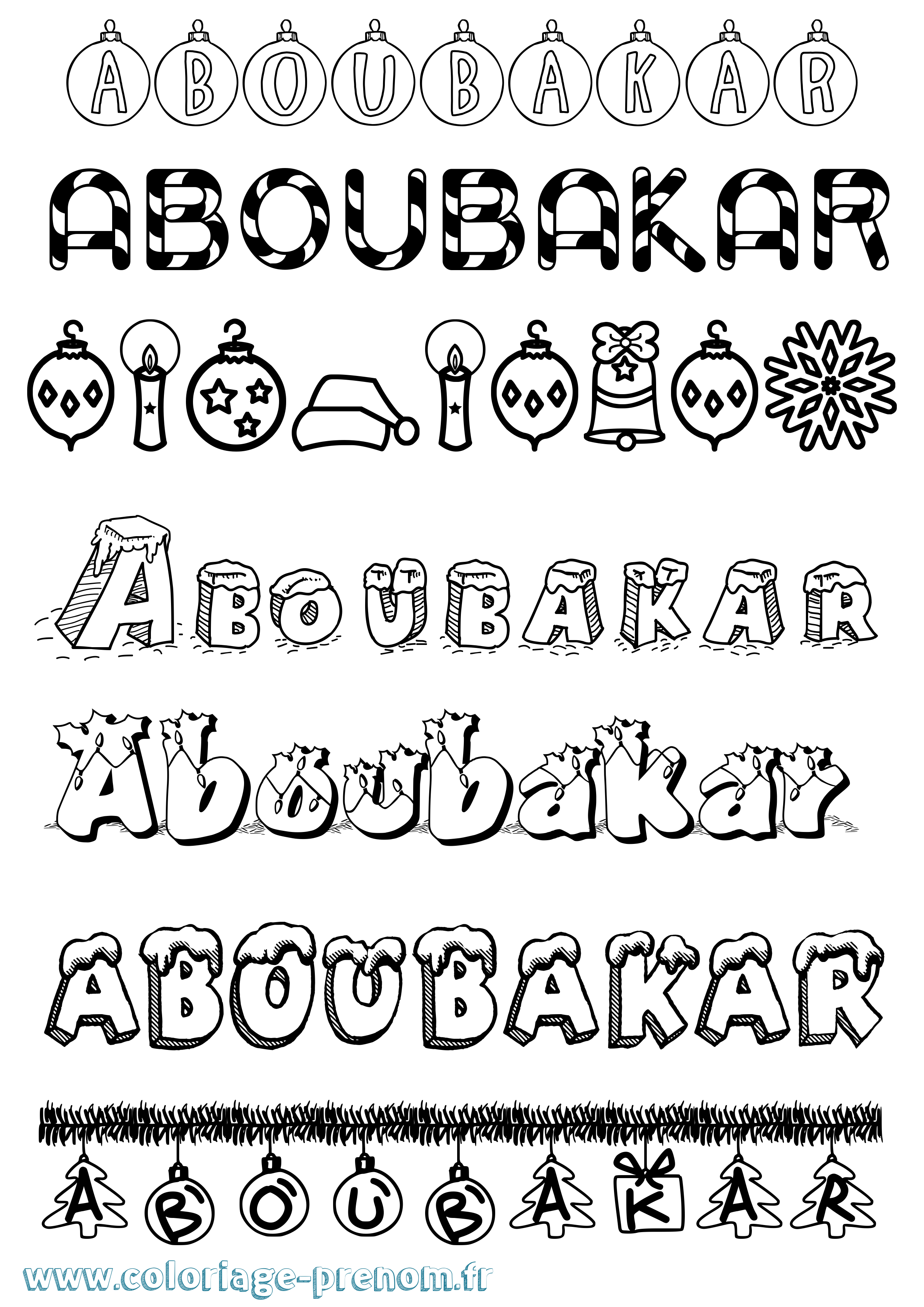 Coloriage prénom Aboubakar Noël