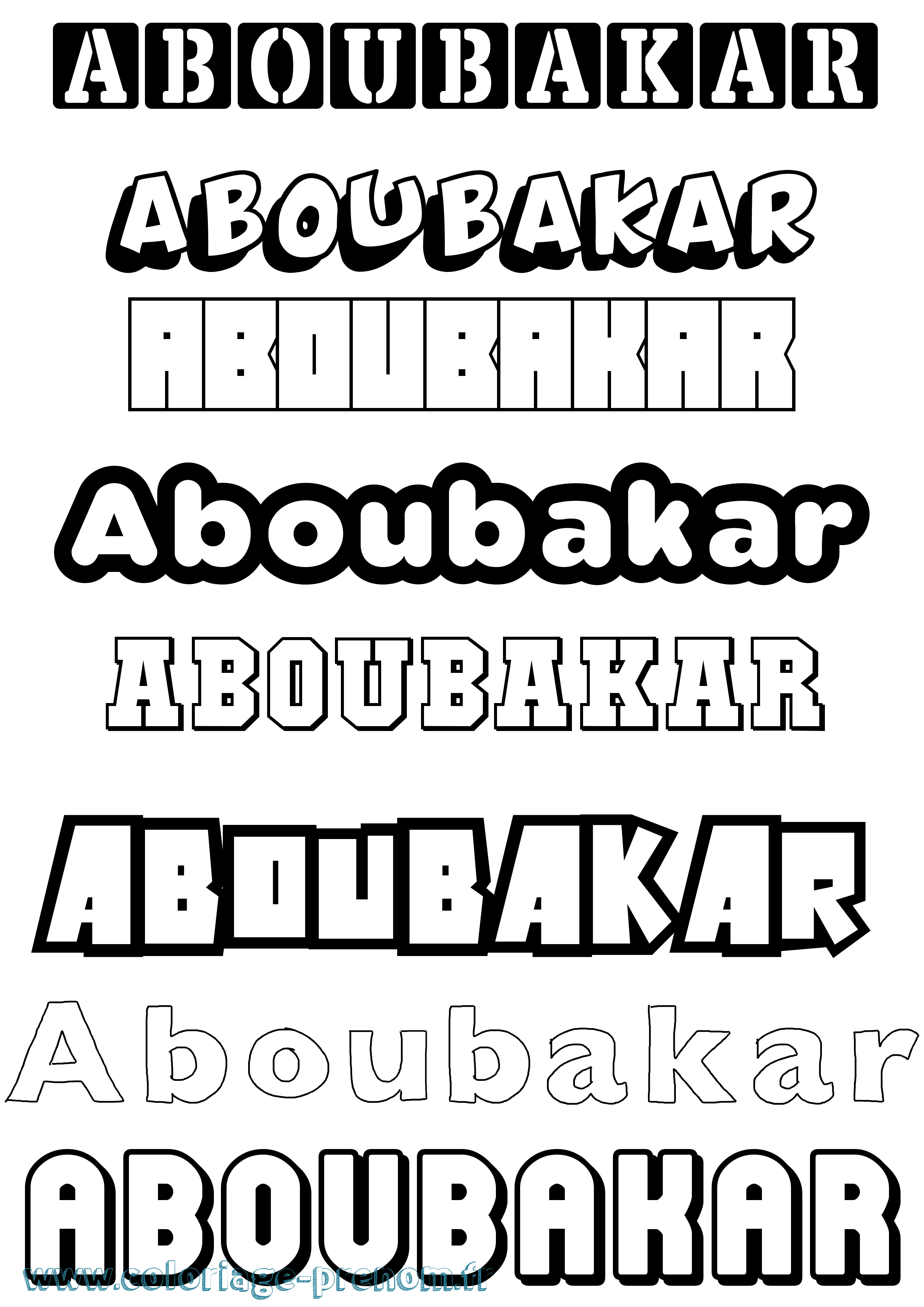 Coloriage prénom Aboubakar Simple
