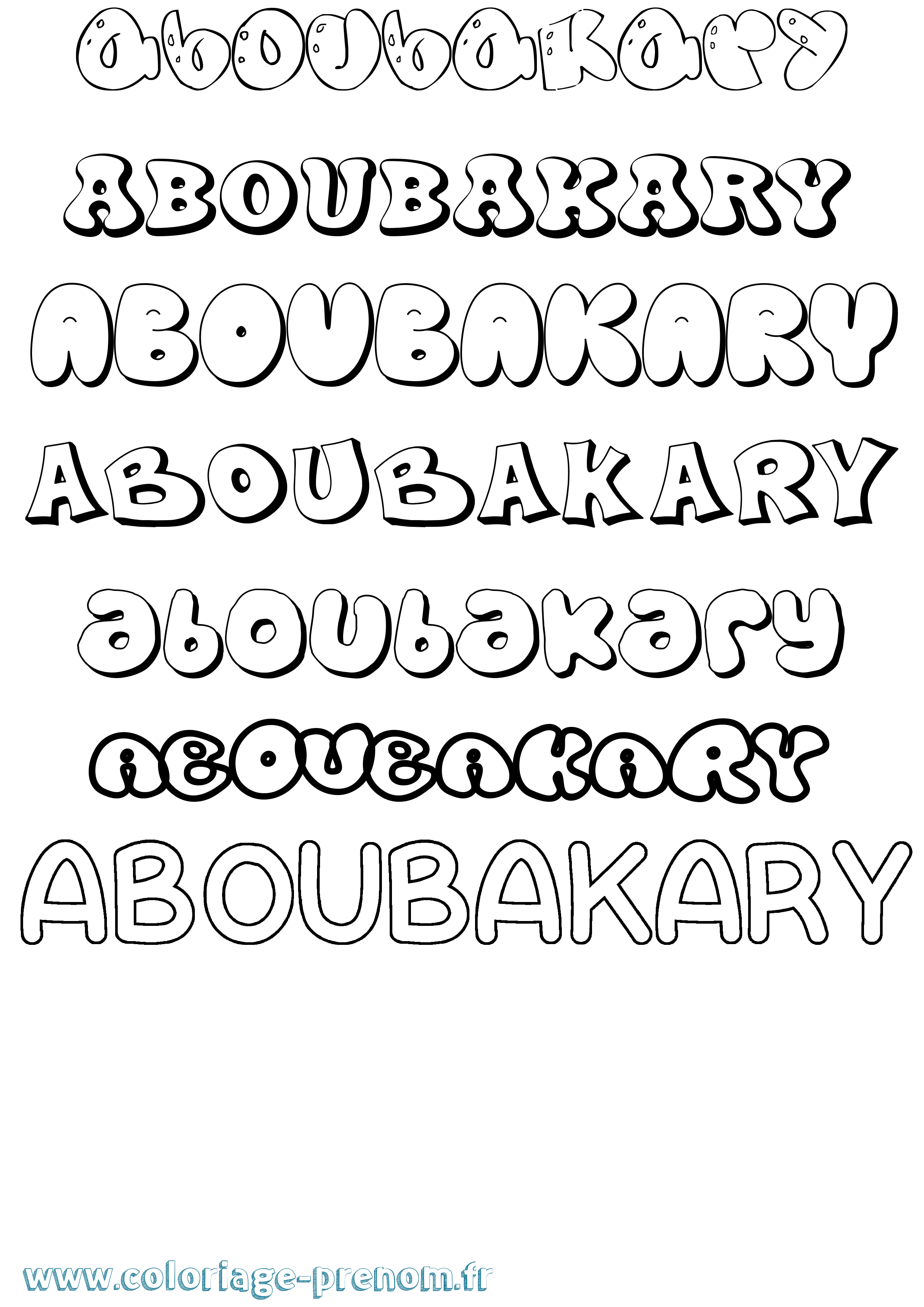 Coloriage prénom Aboubakary Bubble