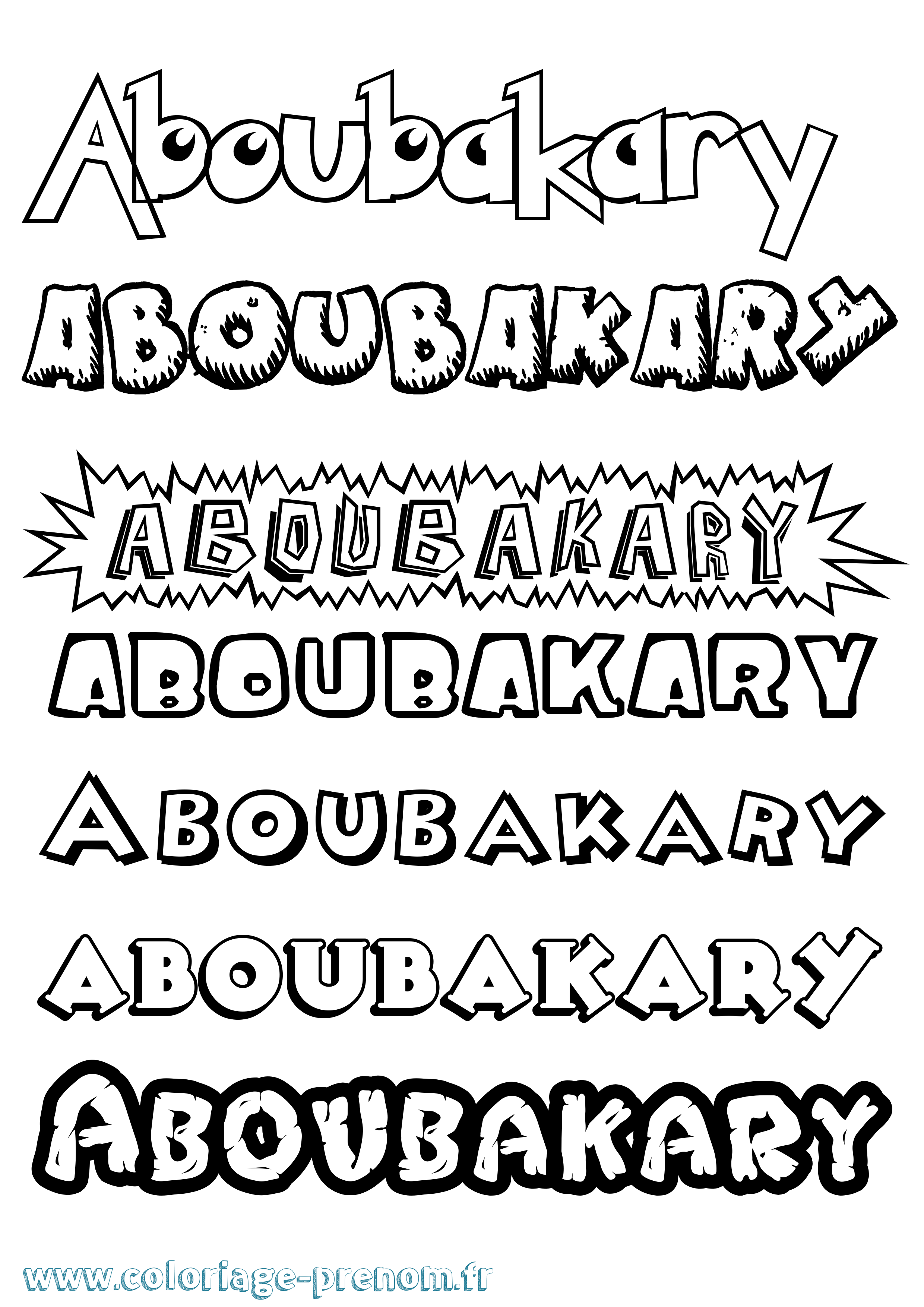 Coloriage prénom Aboubakary Dessin Animé