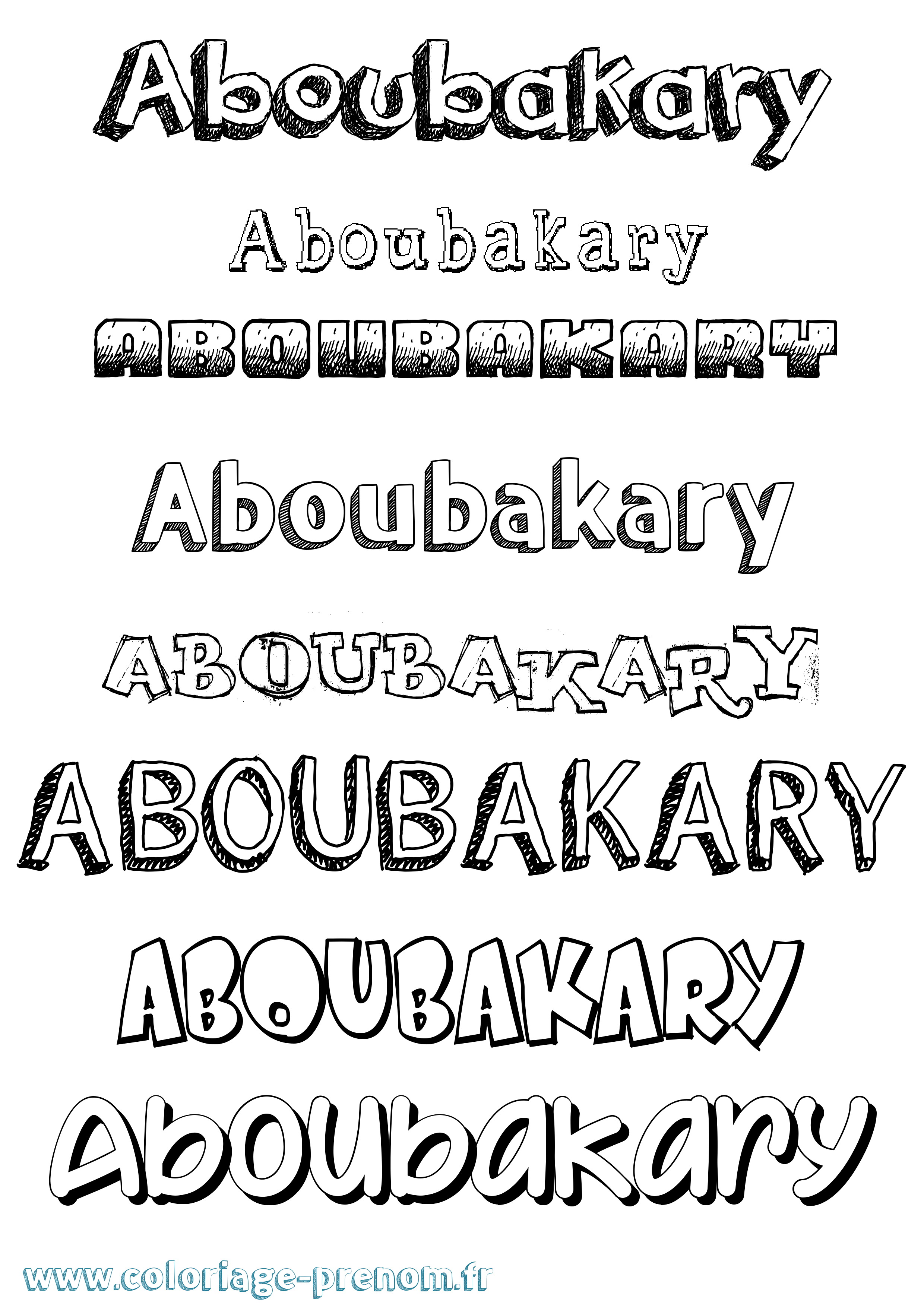 Coloriage prénom Aboubakary Dessiné