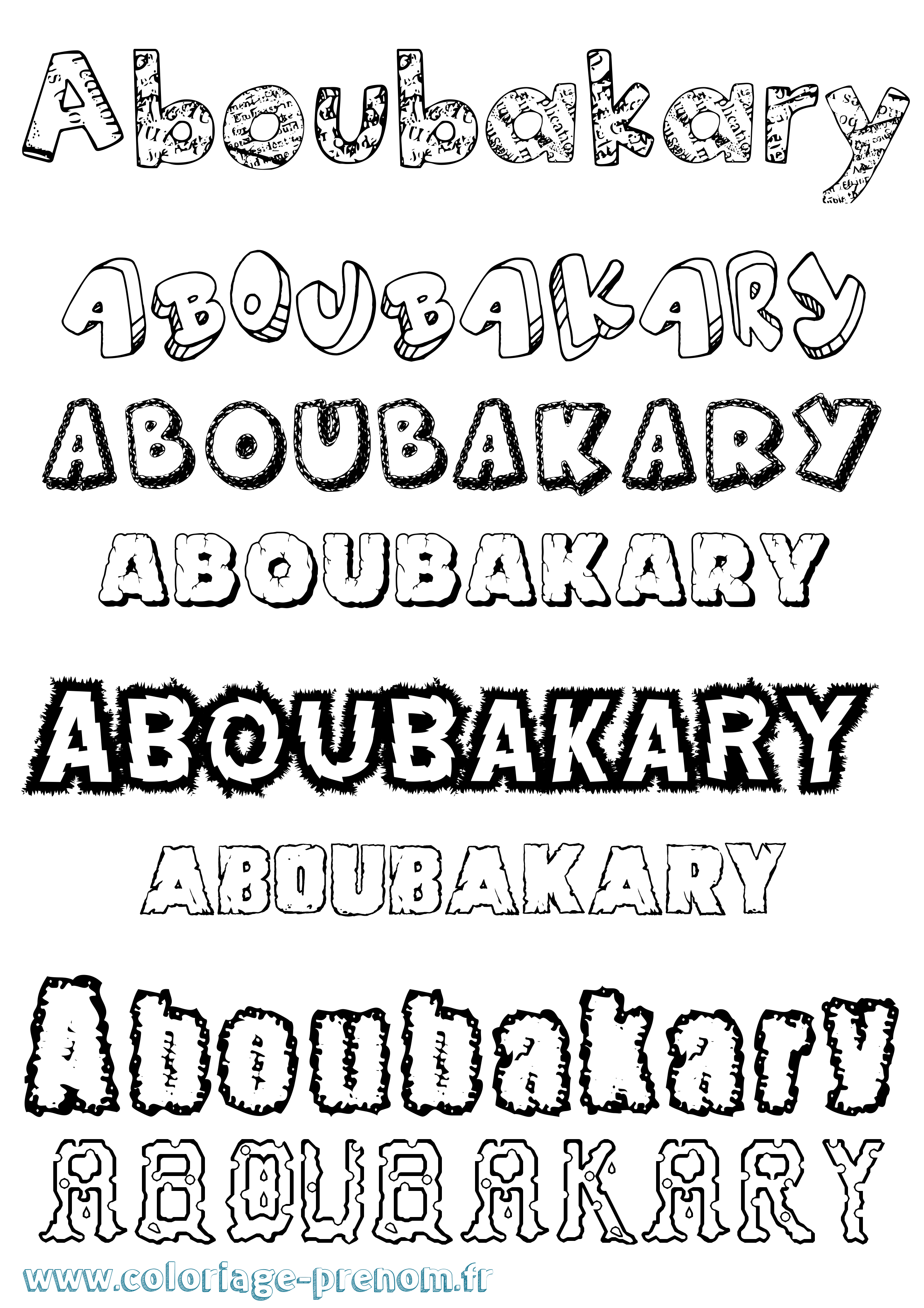 Coloriage prénom Aboubakary Destructuré