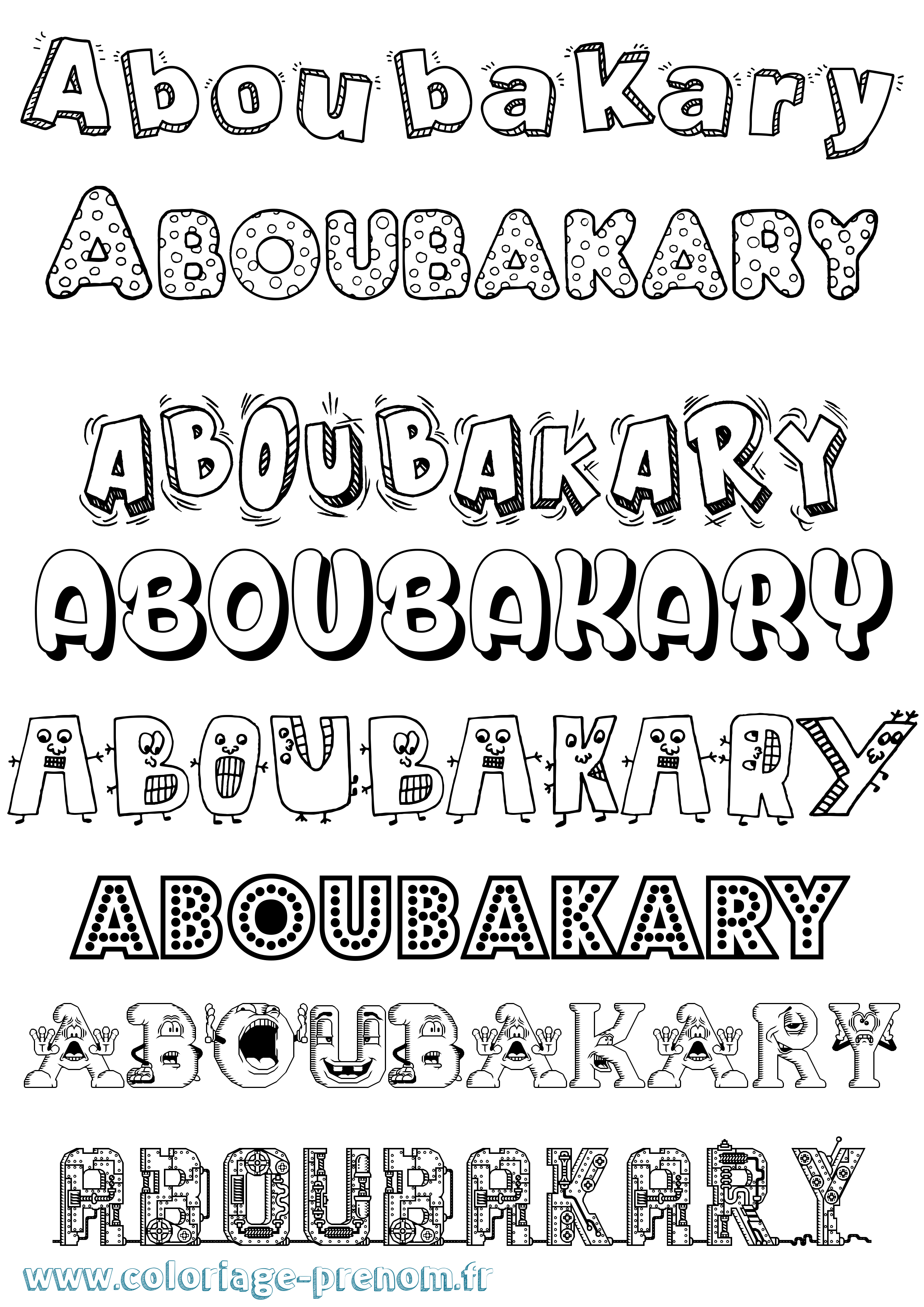 Coloriage prénom Aboubakary Fun