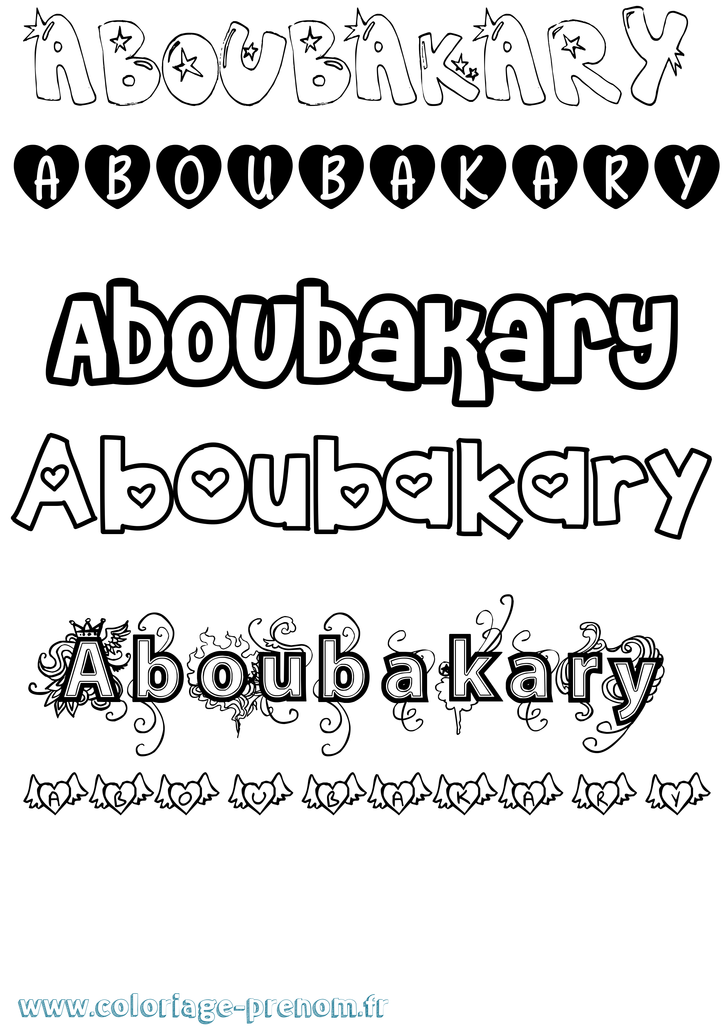 Coloriage prénom Aboubakary Girly