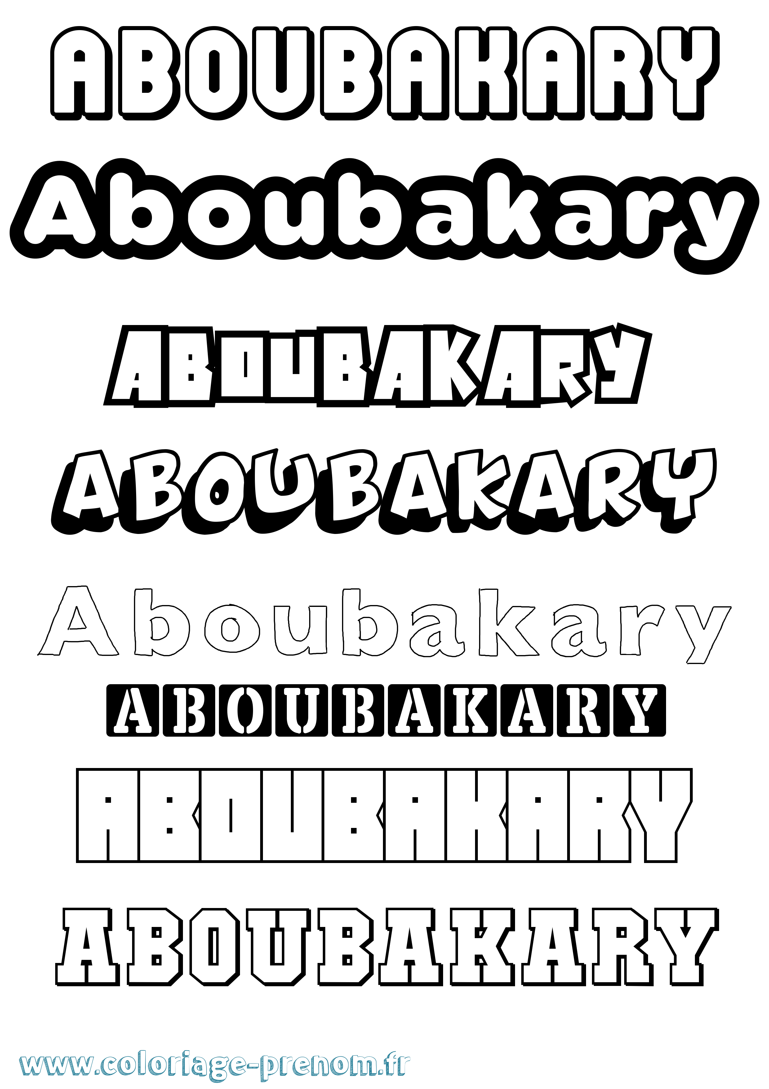 Coloriage prénom Aboubakary Simple