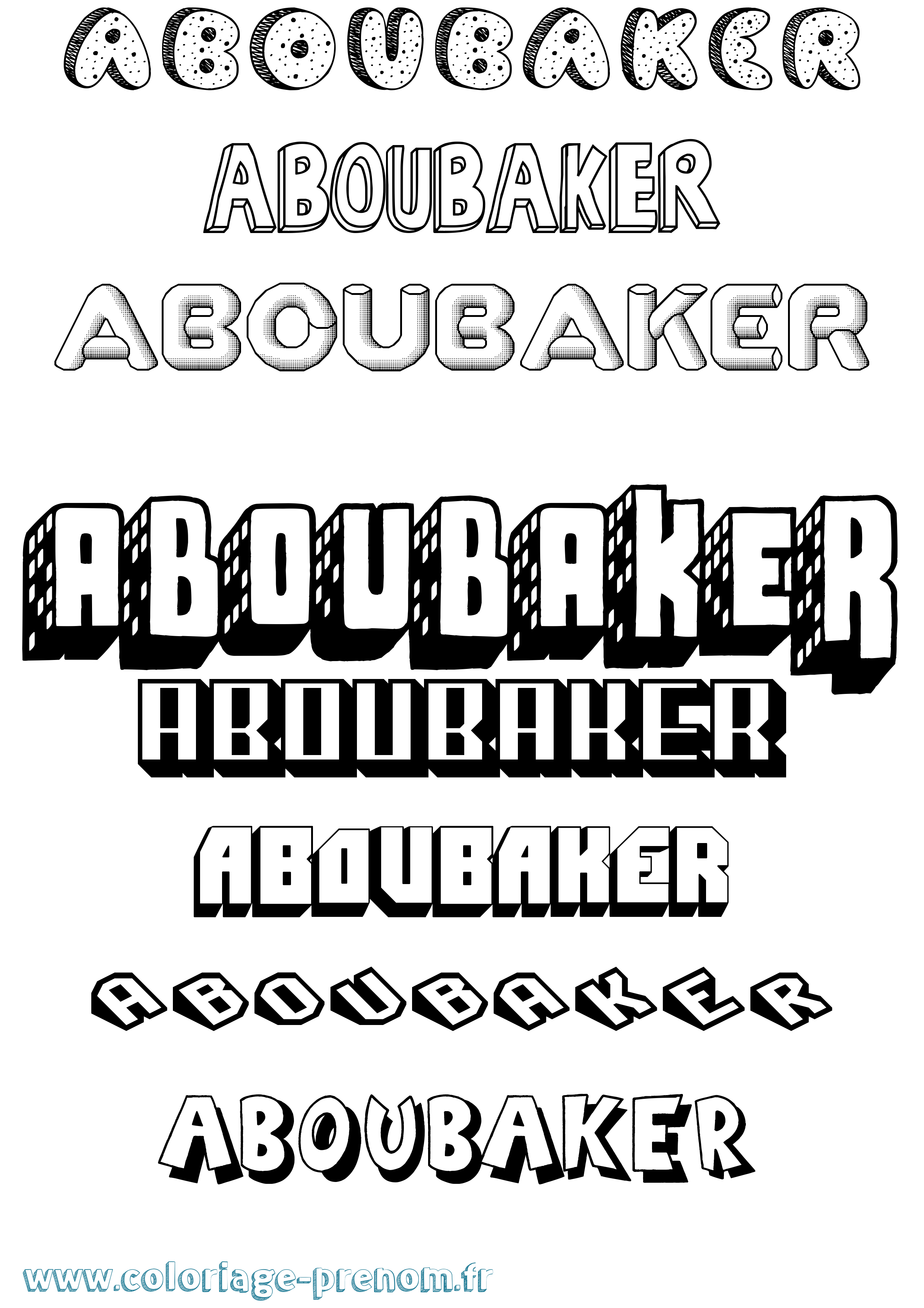 Coloriage prénom Aboubaker Effet 3D