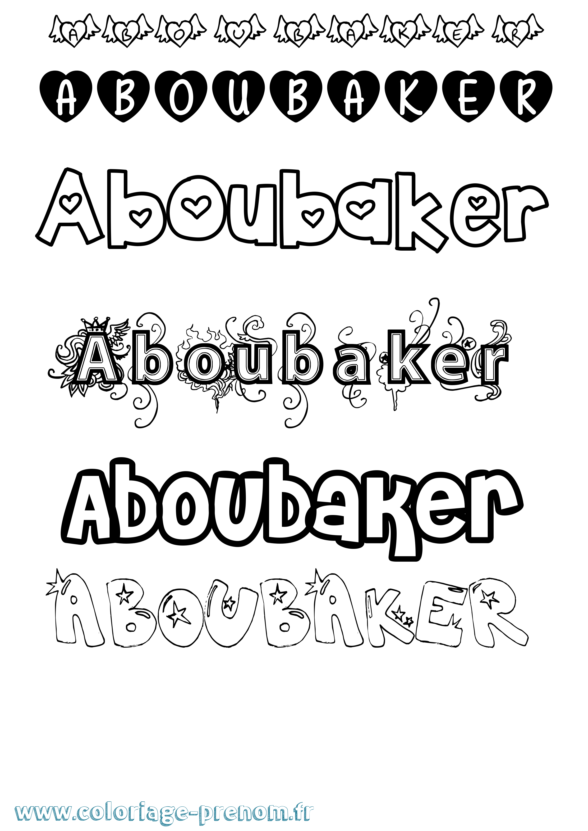 Coloriage prénom Aboubaker Girly