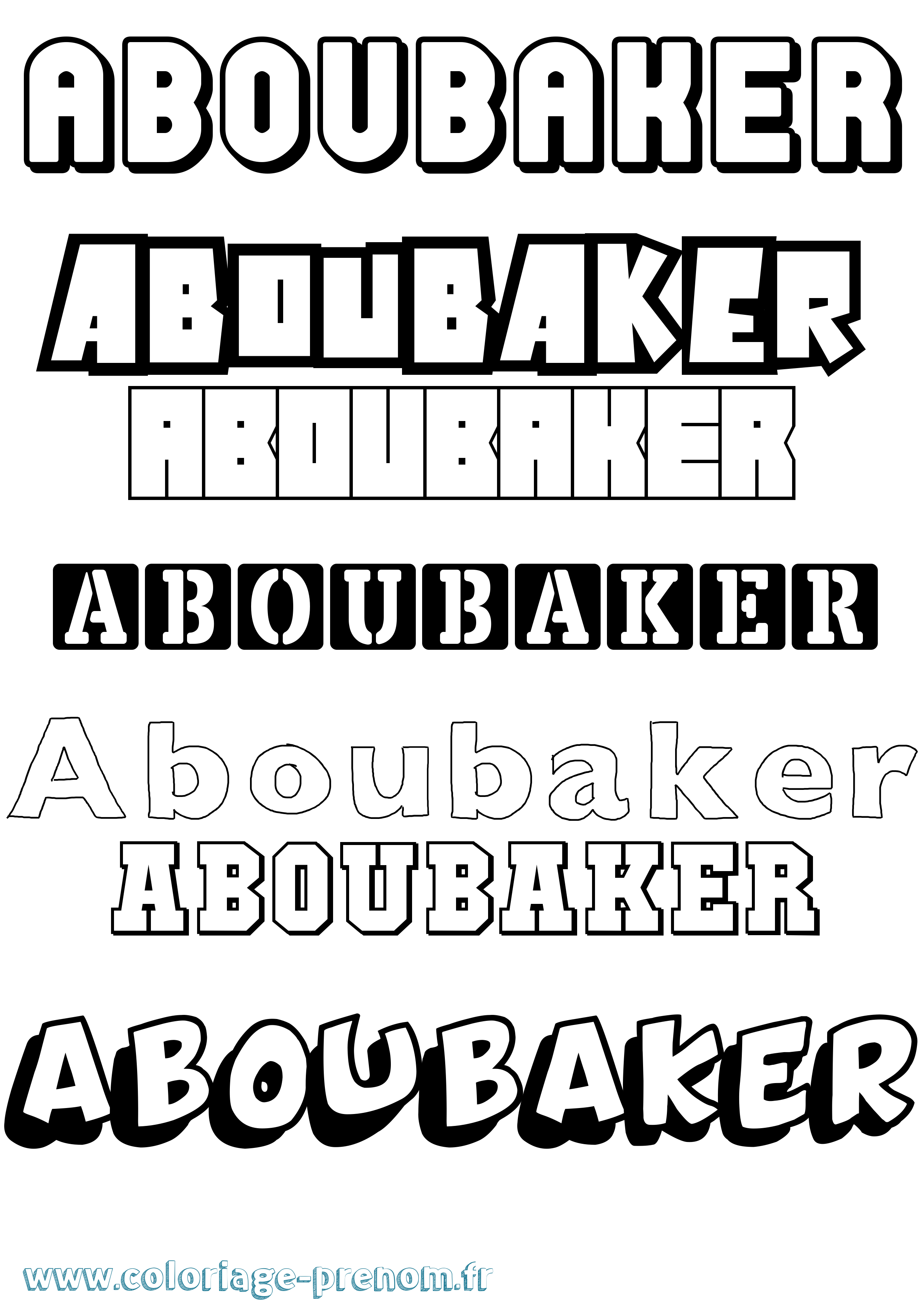 Coloriage prénom Aboubaker Simple