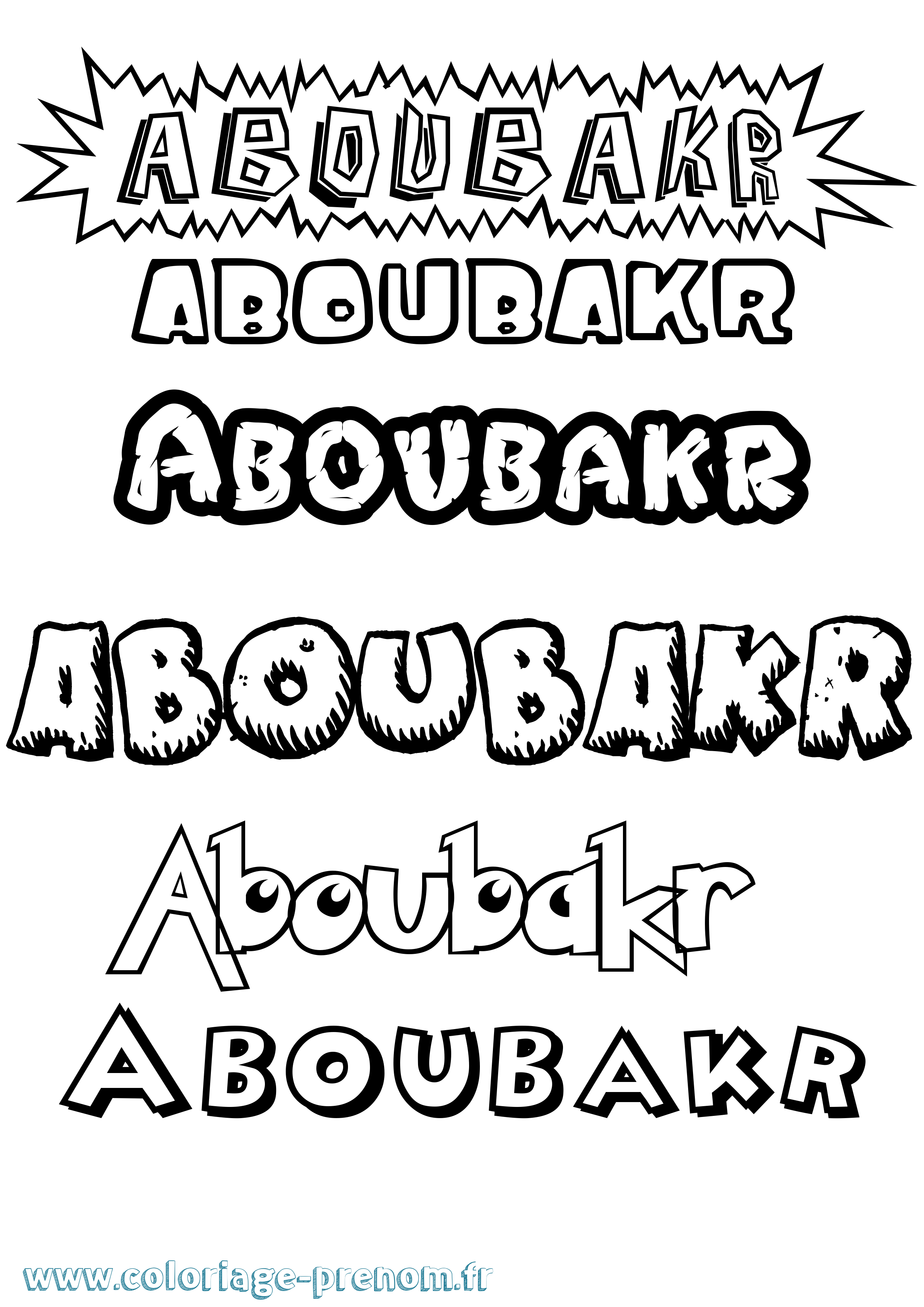 Coloriage Aboubakr Dessin Animé Coloriage prénom Aboubakr Dessin Animé