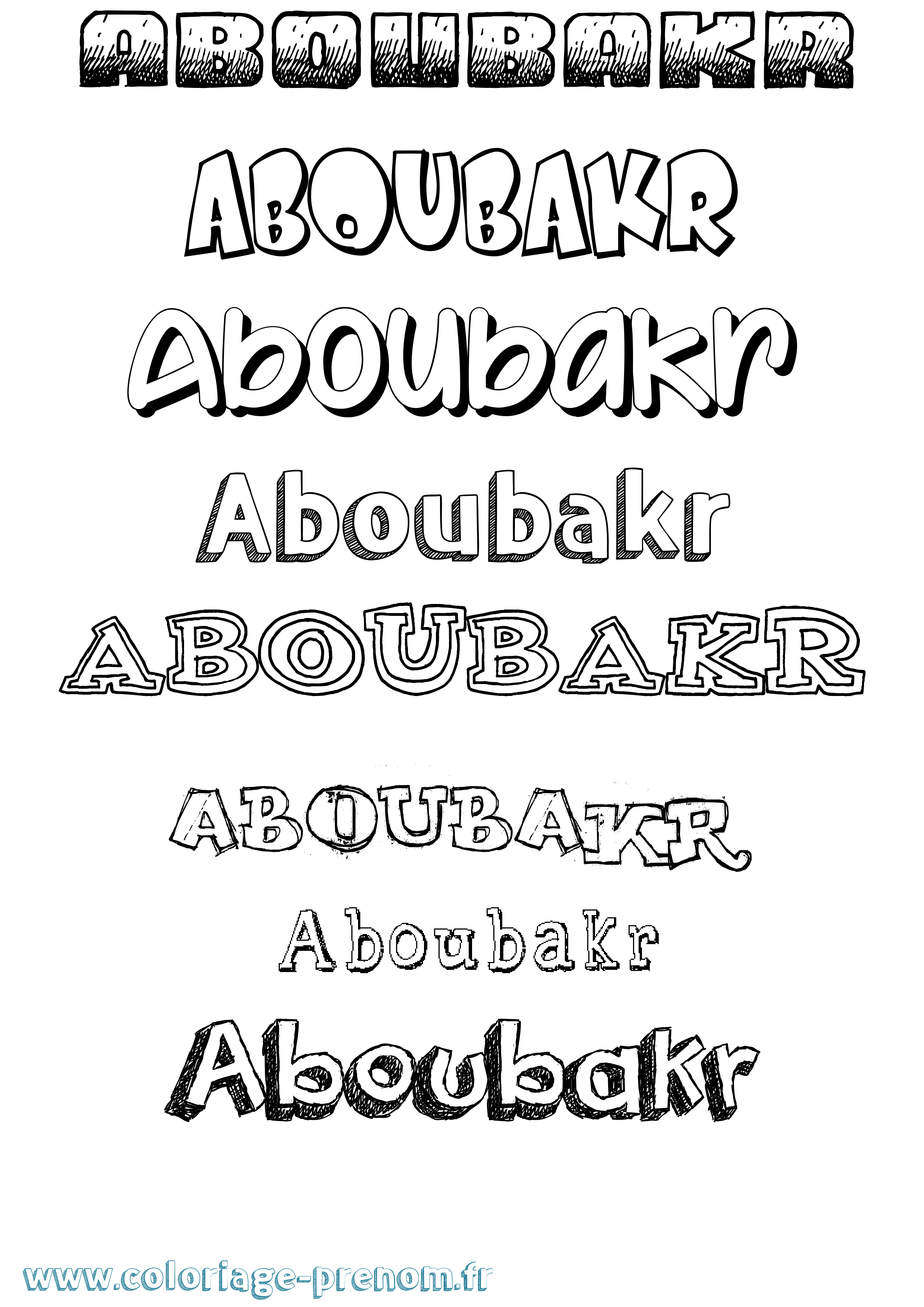 Coloriage Aboubakr Dessiné Coloriage prénom Aboubakr Dessiné