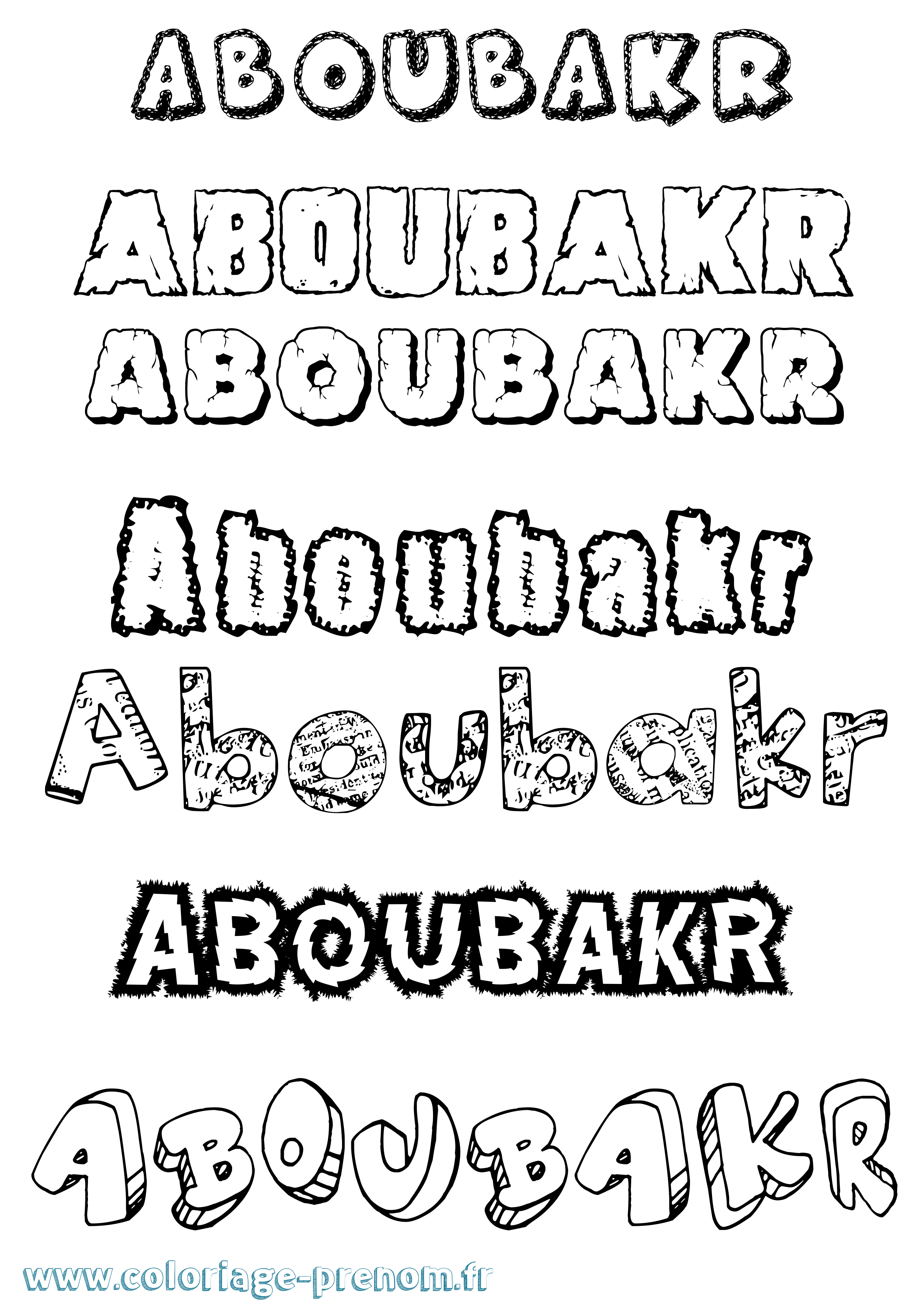 Coloriage prénom Aboubakr Destructuré