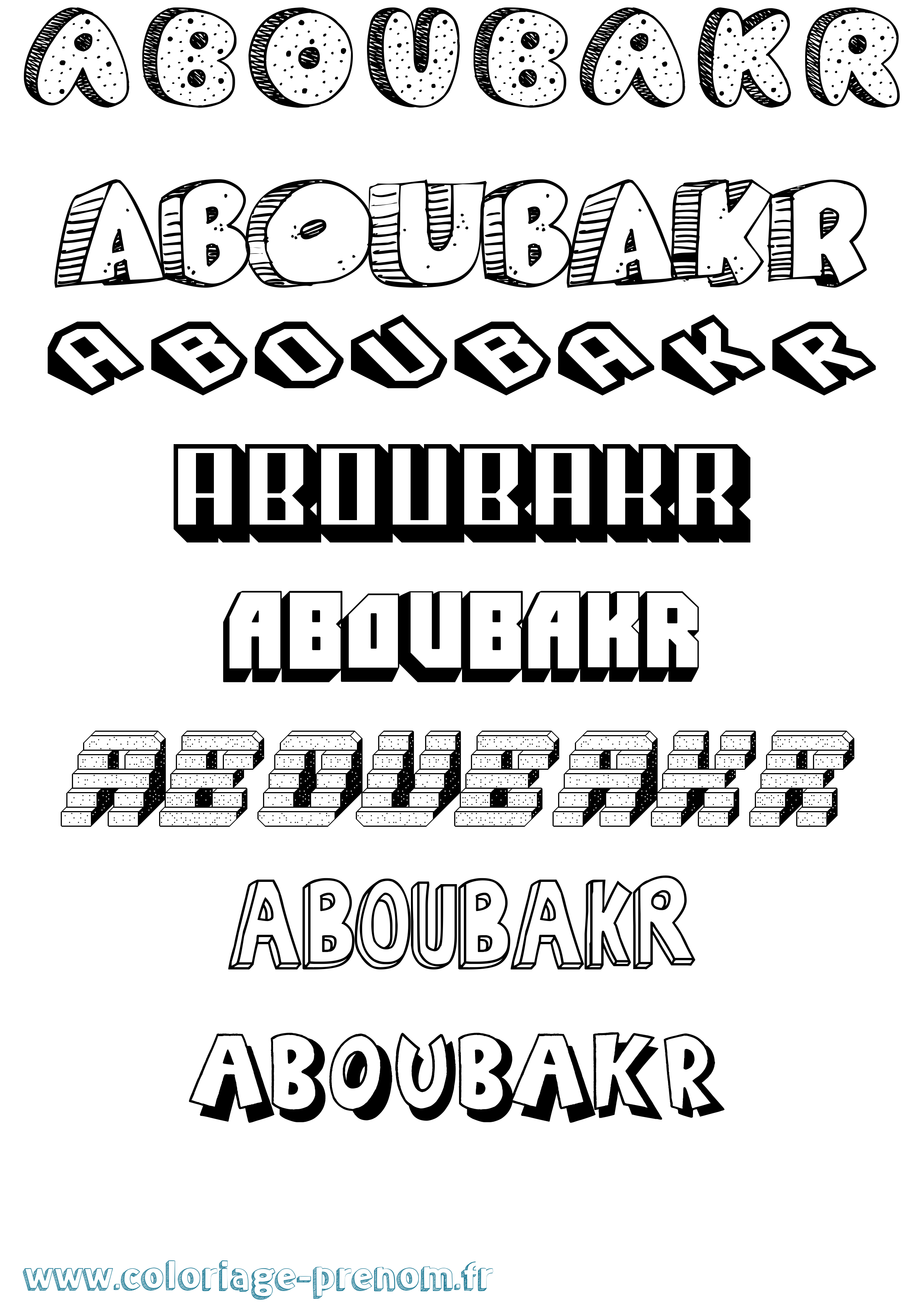 Coloriage Aboubakr Effet 3D Coloriage prénom Aboubakr Effet 3D