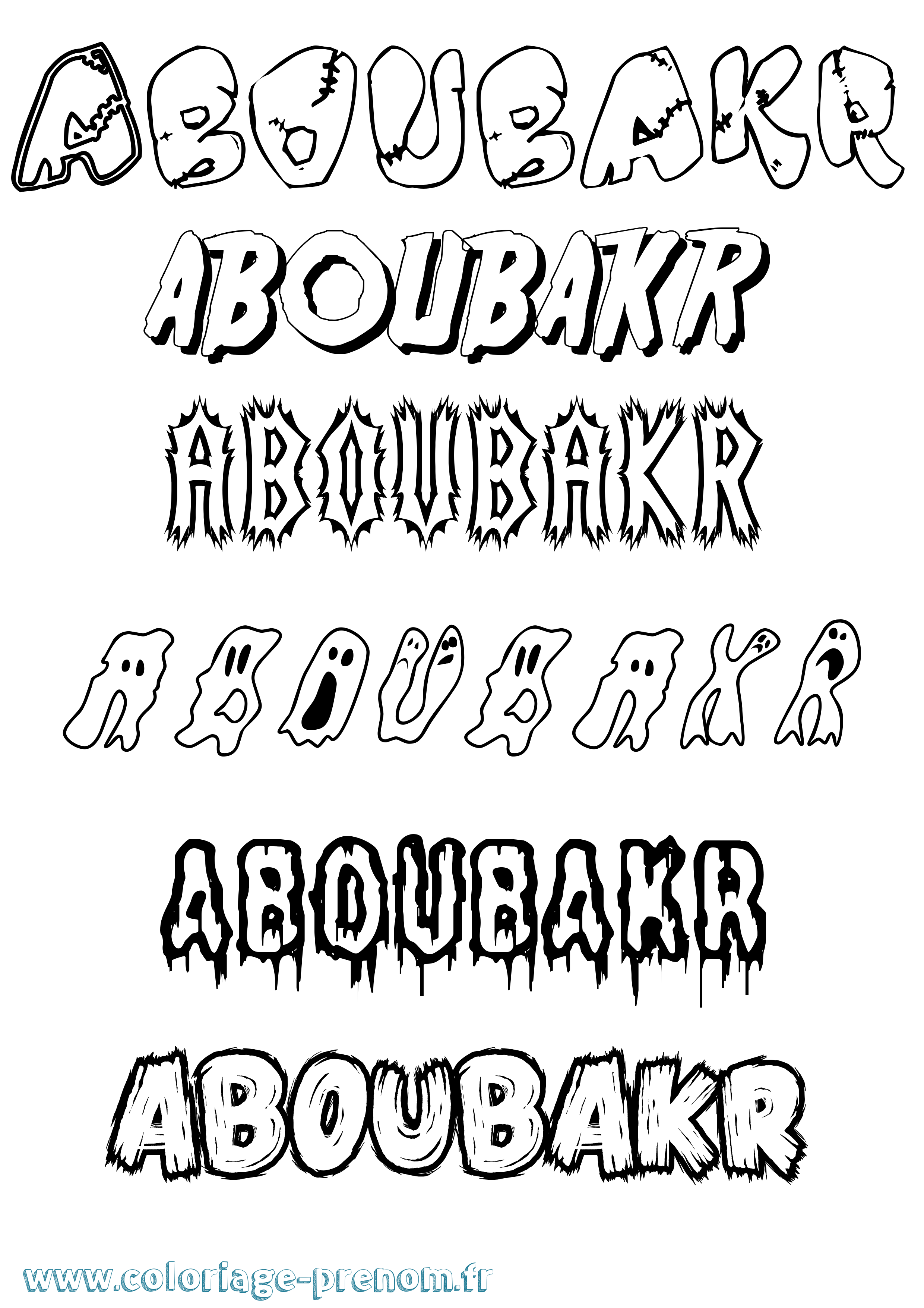 Coloriage Aboubakr Frisson Coloriage prénom Aboubakr Frisson