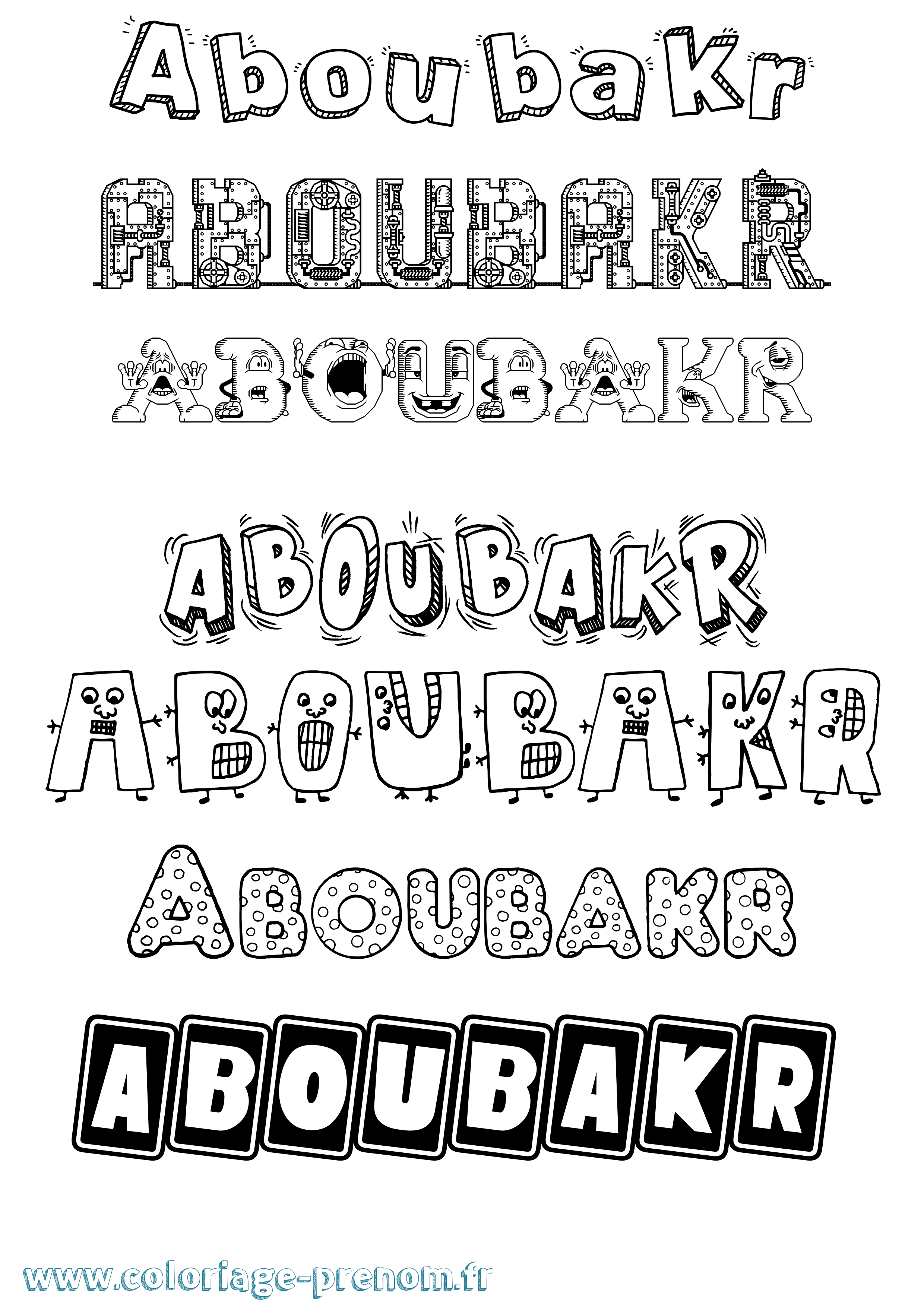 Coloriage Aboubakr Fun Coloriage prénom Aboubakr Fun
