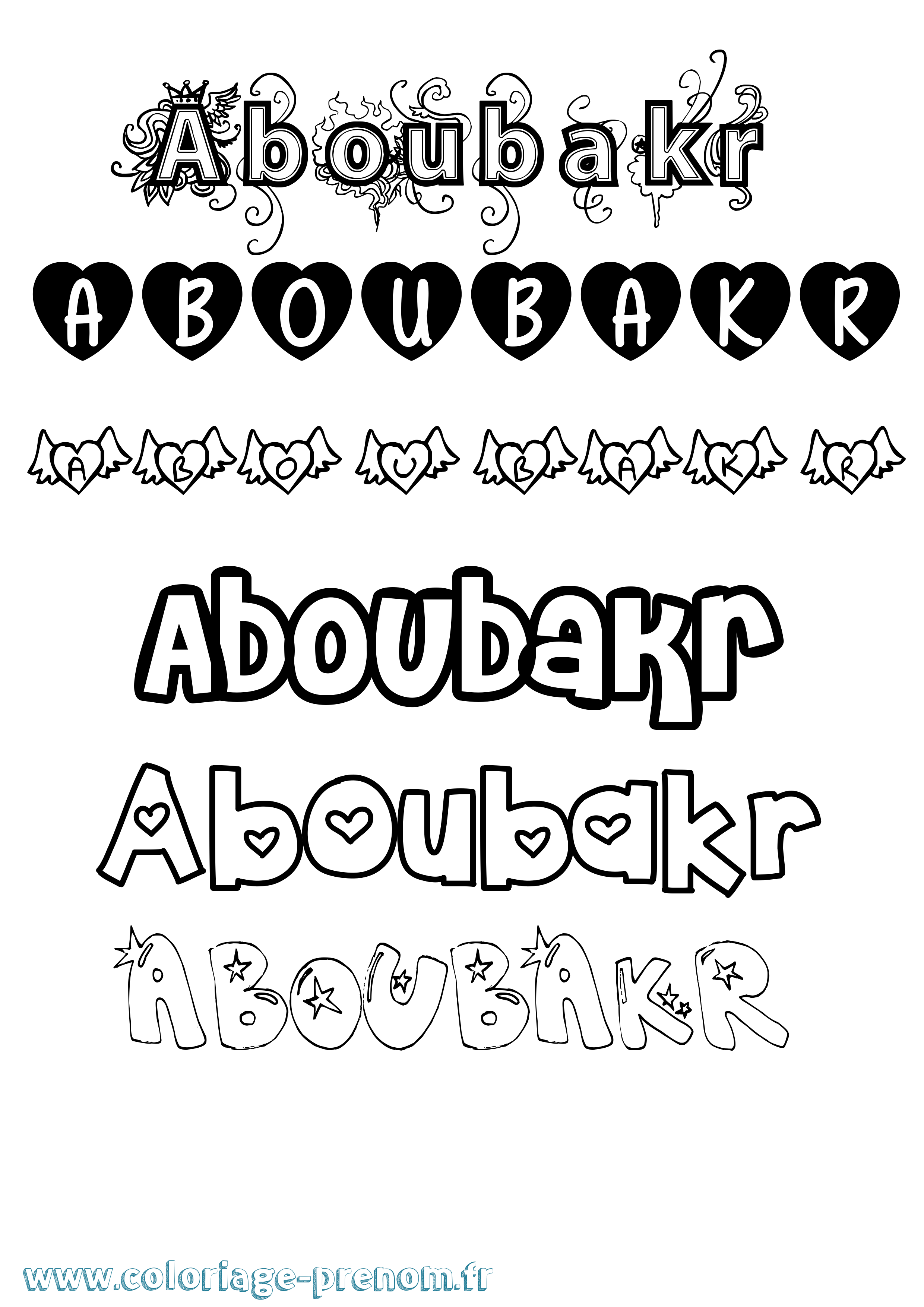 Coloriage Aboubakr Girly Coloriage prénom Aboubakr Girly