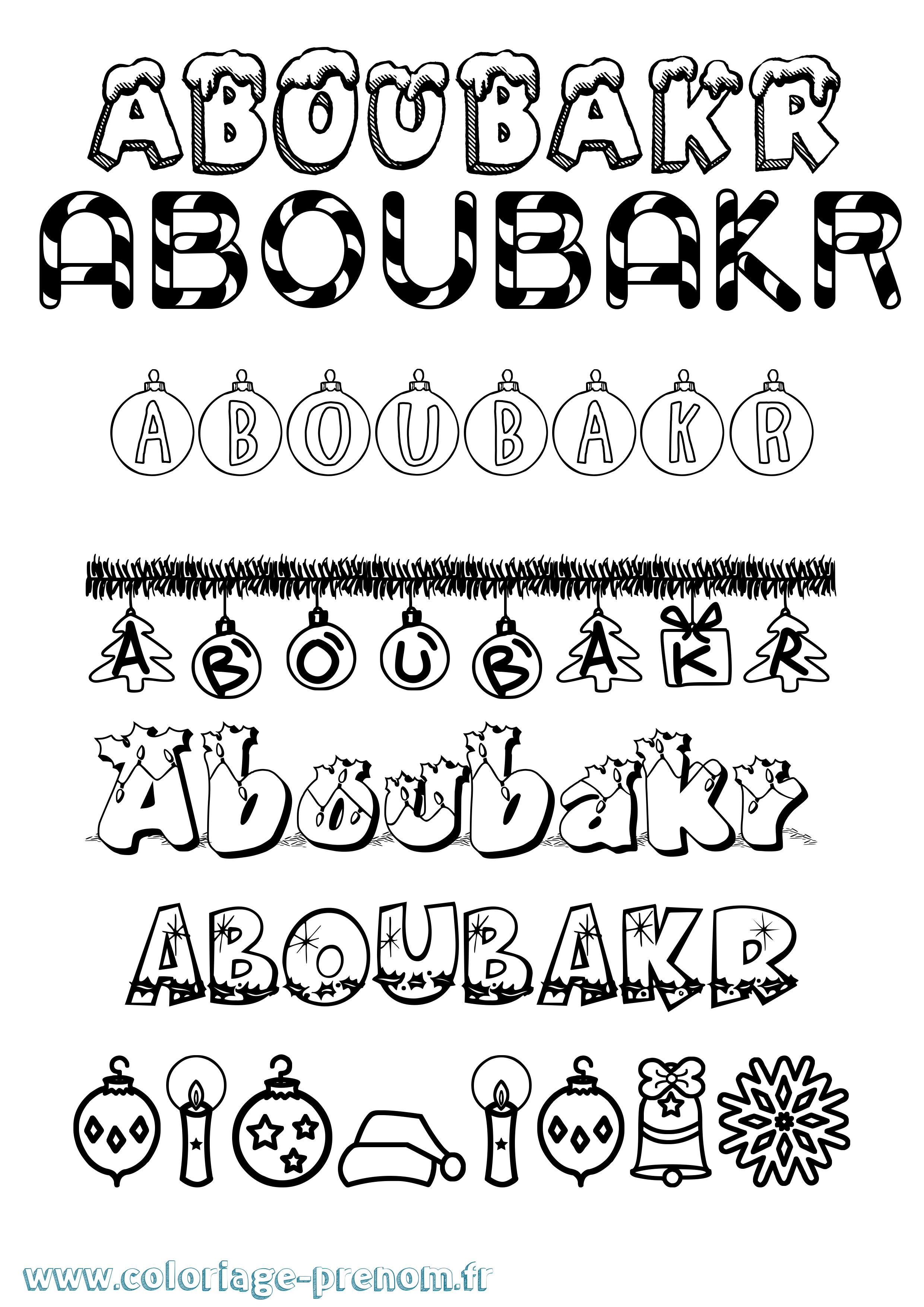 Coloriage Aboubakr Noël Coloriage prénom Aboubakr Noël