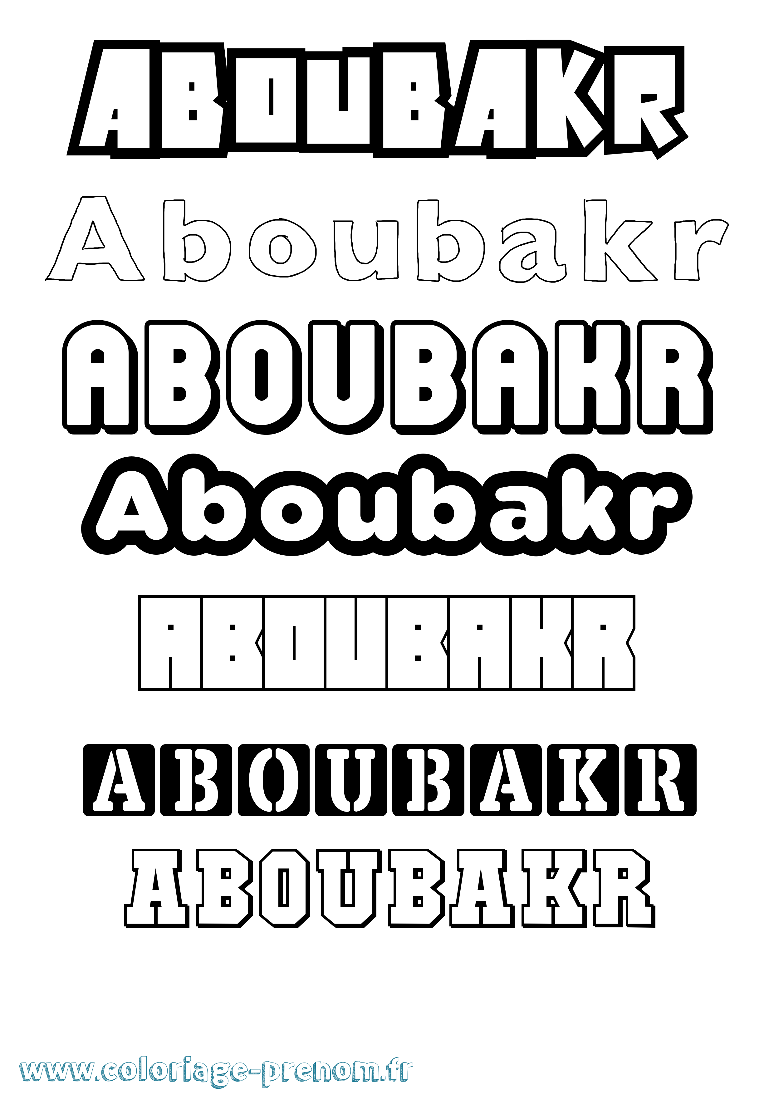 Coloriage prénom Aboubakr Simple
